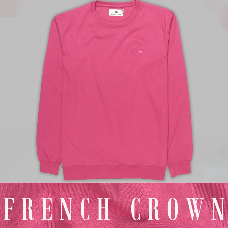 Punch Pink Super Soft Premium Cotton Full Sleeve Organic Cotton Brushed Sweatshirt made by French Crown