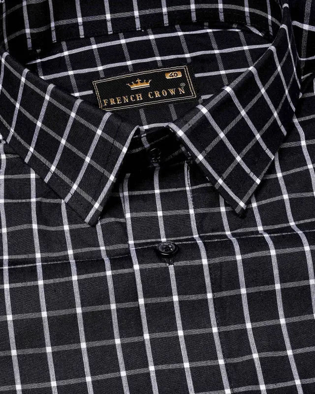 Jade Black Windowpane Premium Cotton Shirt sold by French Crown