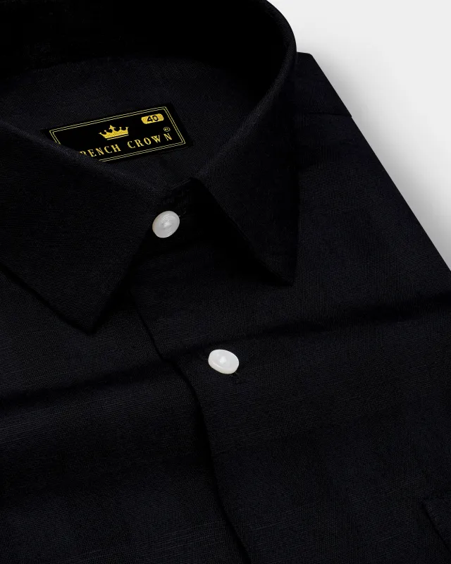 Jade Black Luxurious Linen Shirt sold by French Crown