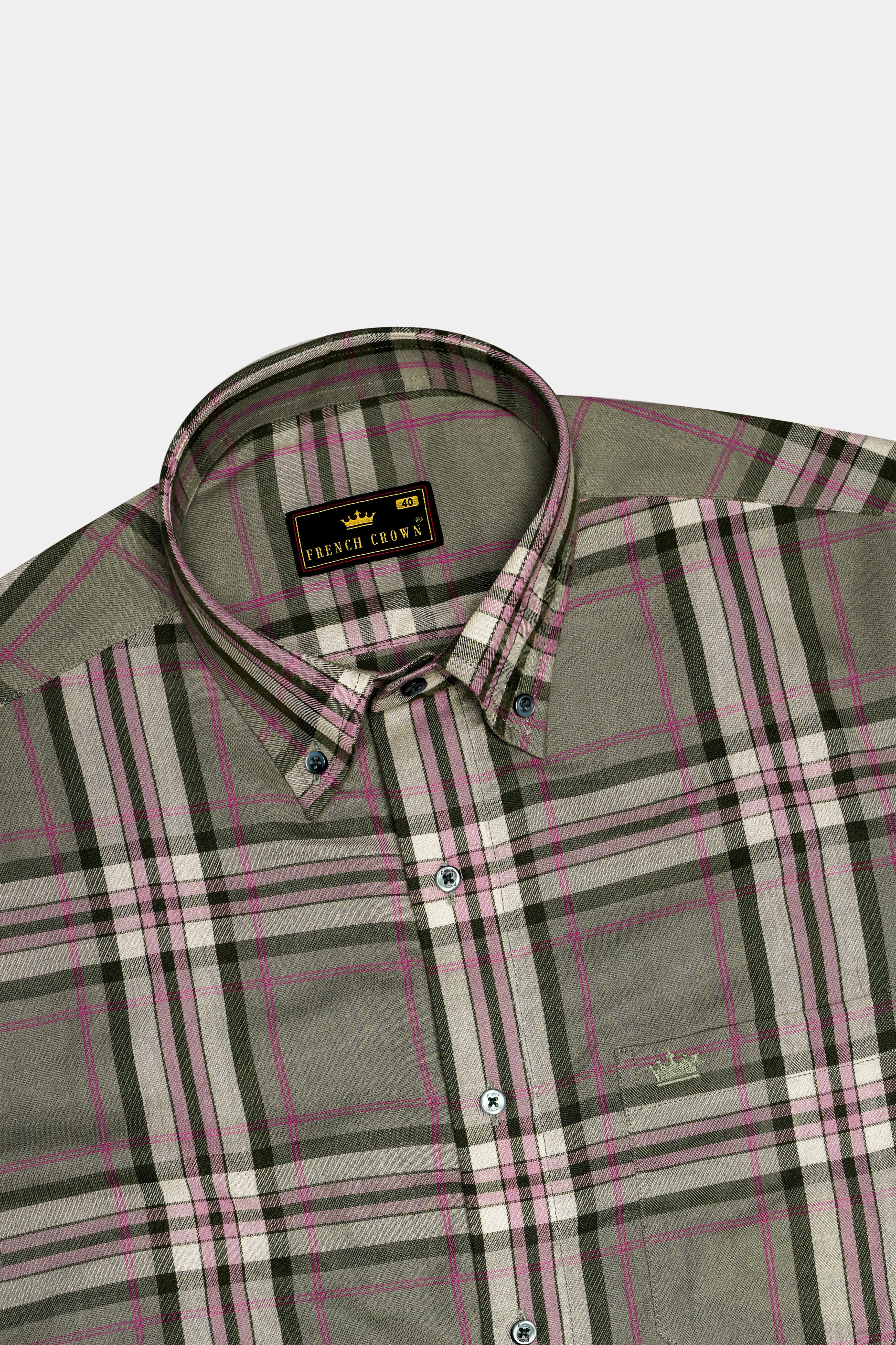 Hurricane Gray Twill Plaid Premium Cotton Shirt sold by French Crown product image thumbnail 5