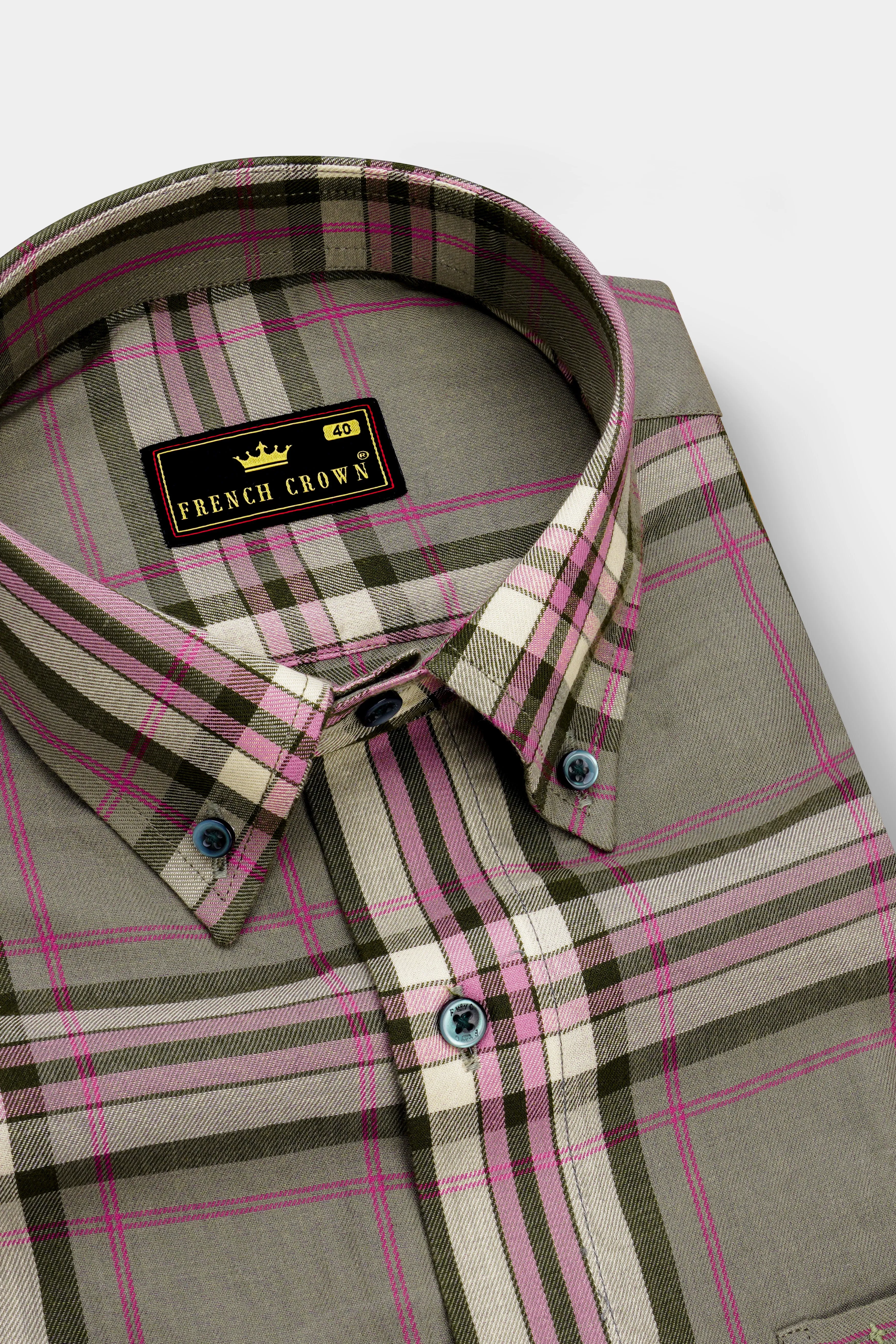 Hurricane Gray Twill Plaid Premium Cotton Shirt sold by French Crown product image thumbnail 2