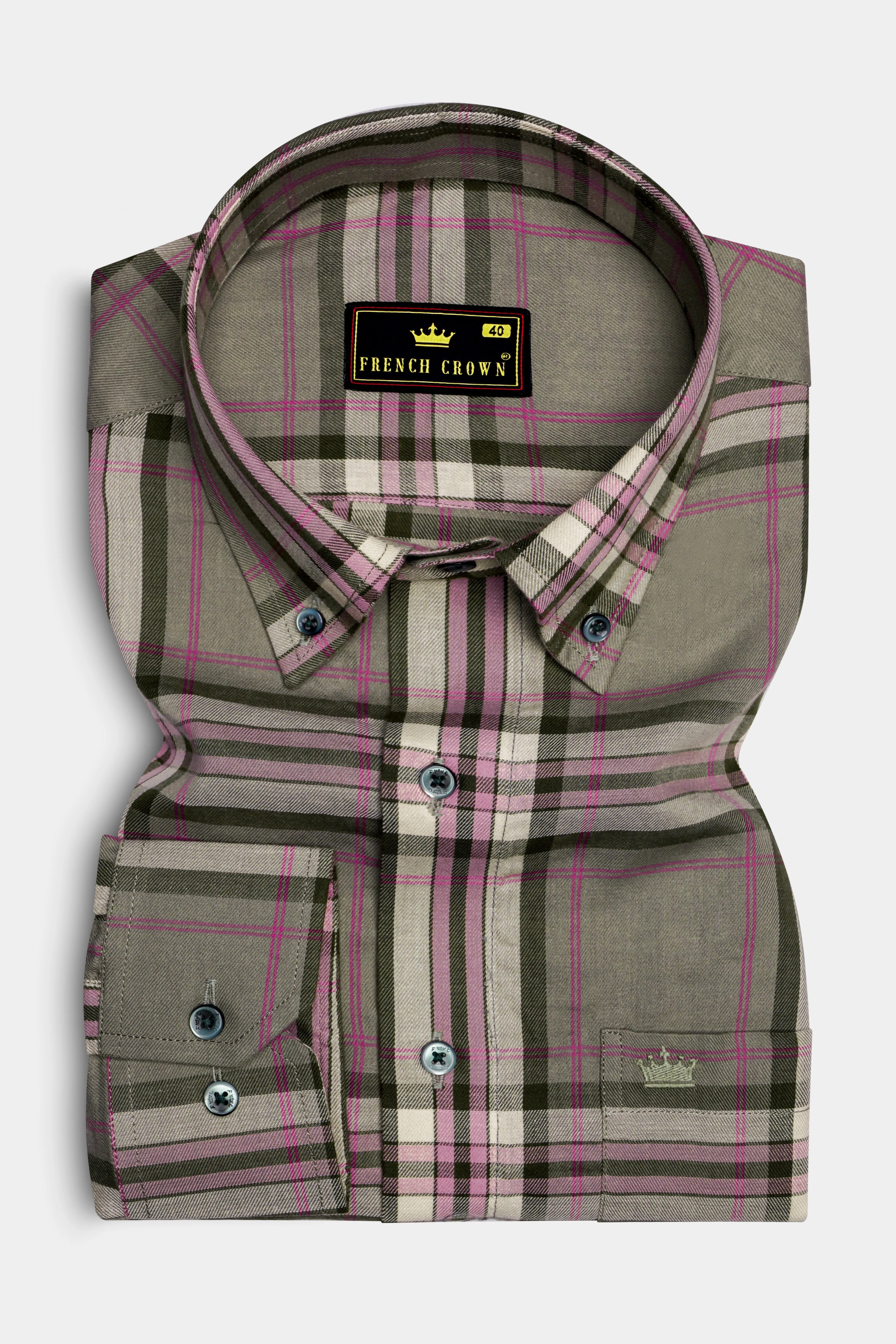 Hurricane Gray Twill Plaid Premium Cotton Shirt sold by French Crown product image thumbnail 4