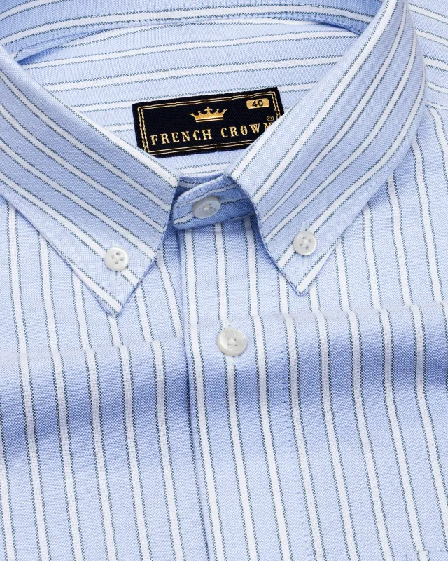 Coral Blue Striped Royal Oxford Shirt sold by French Crown