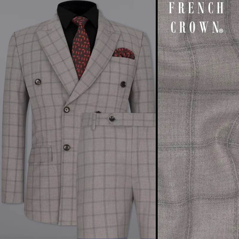 Concord Gray Plaid Double Breasted Suit sold by French Crown