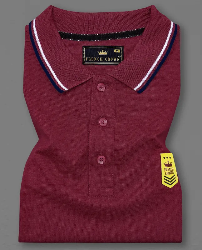 Claret Red Solid Super Soft Organic Cotton Mercerised Pique Polo sold by French Crown