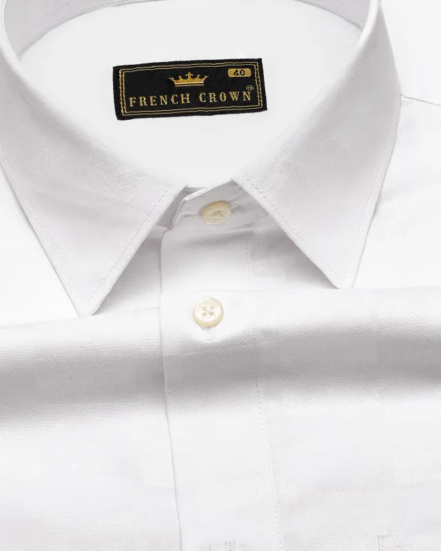 Bright White Dobby Textured Premium Giza Cotton Shirt sold by French Crown