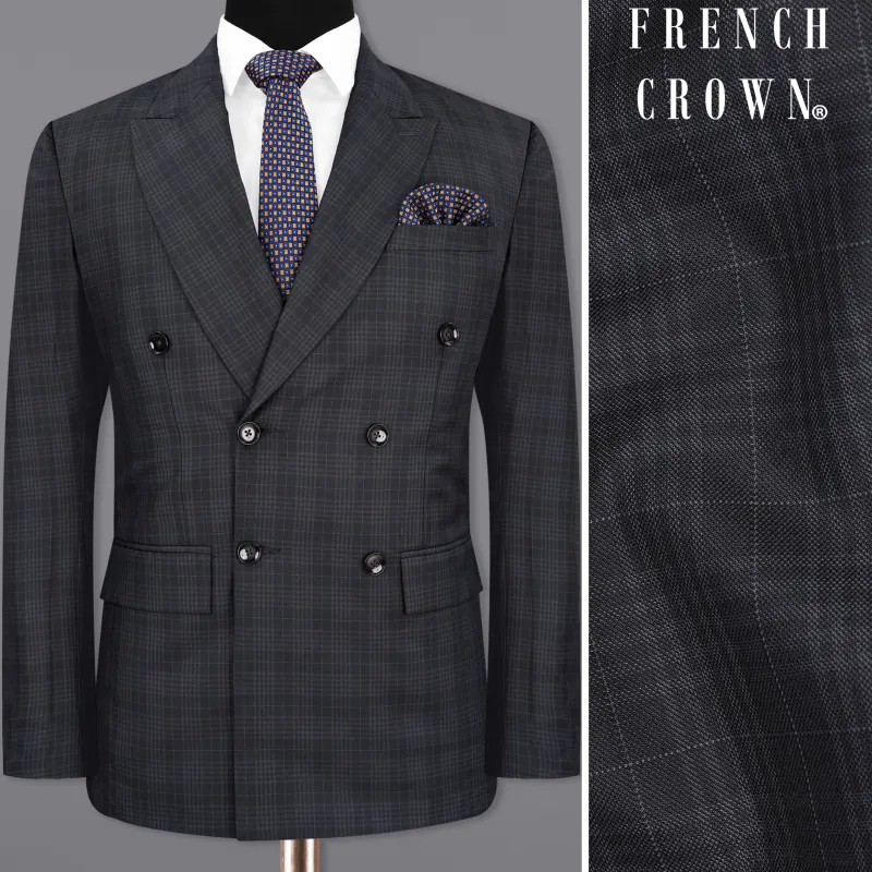 Rangoon Black Plaid Double Breasted Blazer sold by French Crown