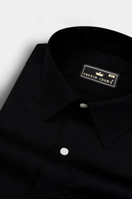 Jade Black Dobby Textured Premium Giza Cotton Shirt sold by French Crown