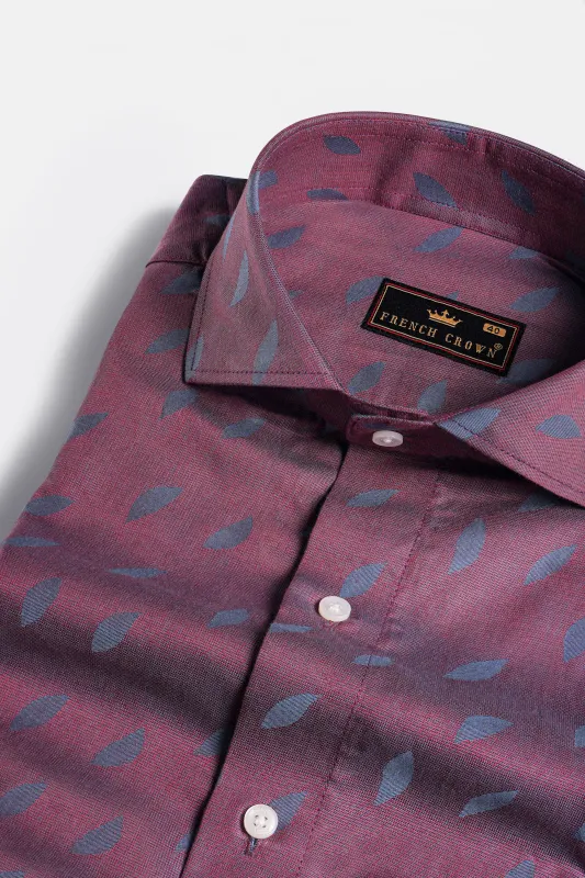 Cosmic Maroon with Waikawa Gray Jacquard Textured Premium Giza Cotton Shirt sold by French Crown