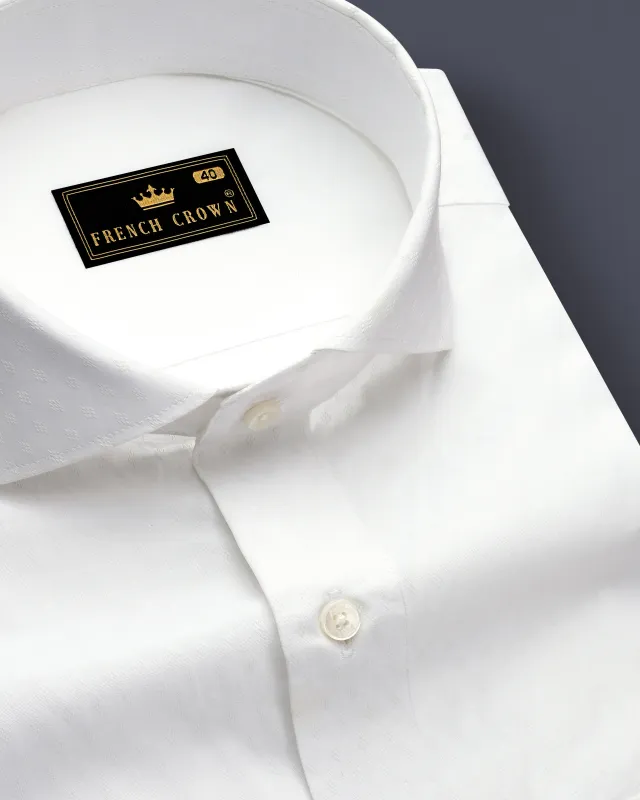 Bright White Dobby Textured Premium Giza Cotton Shirt sold by French Crown
