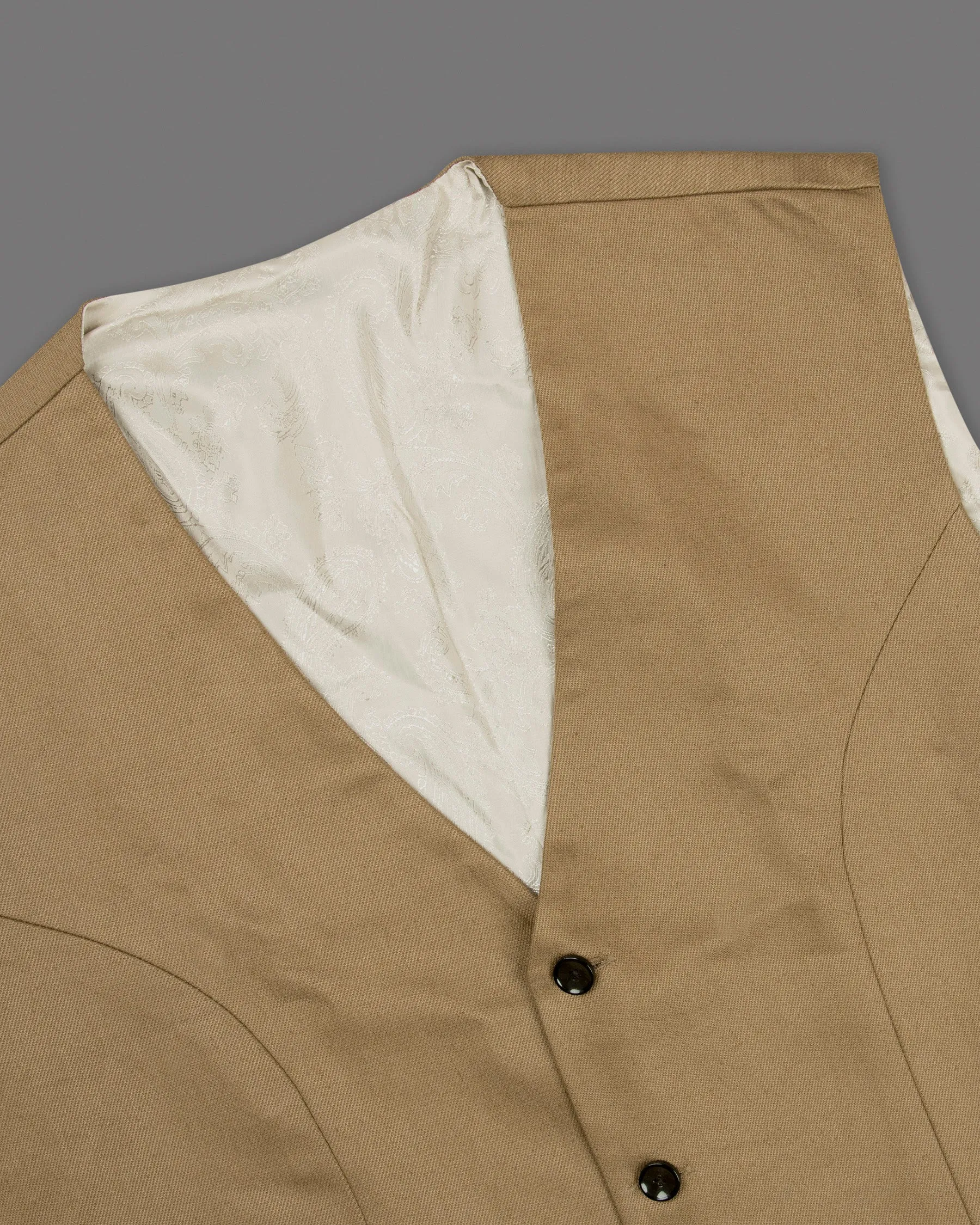 Barley Corn Brown Premium Cotton Waistcoat sold by French Crown product image thumbnail 4