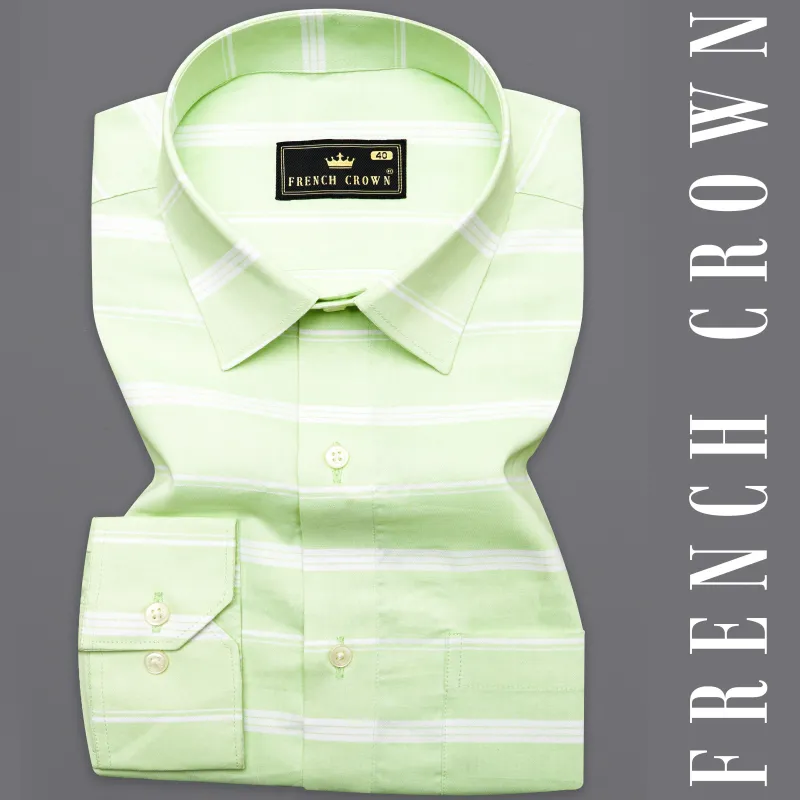Sprout Green and White Striped Royal Oxford Shirt sold by French Crown