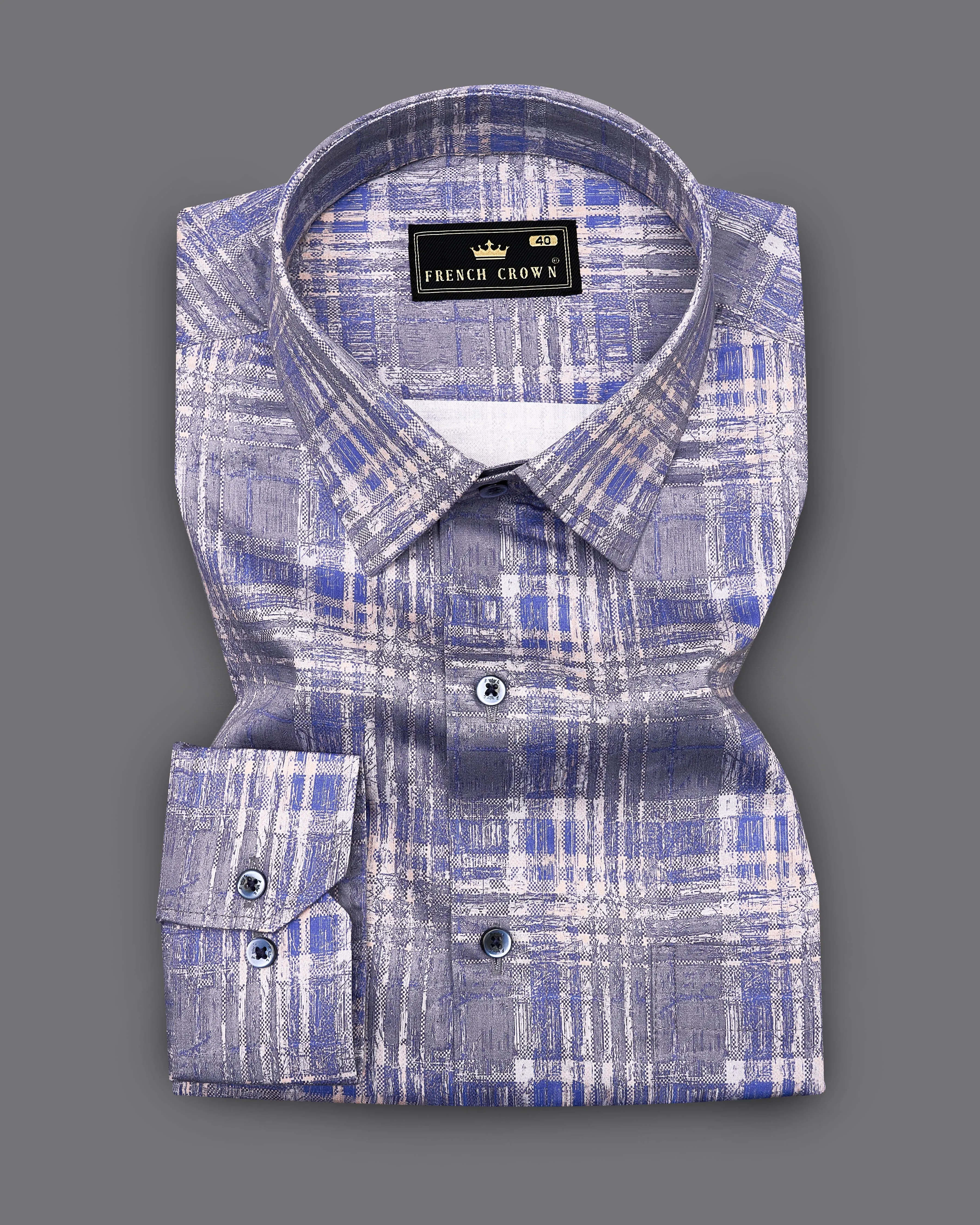 Regent Gray with Scampi Blue Plaid Super Soft Premium Cotton Shirt sold by French Crown product image thumbnail 3