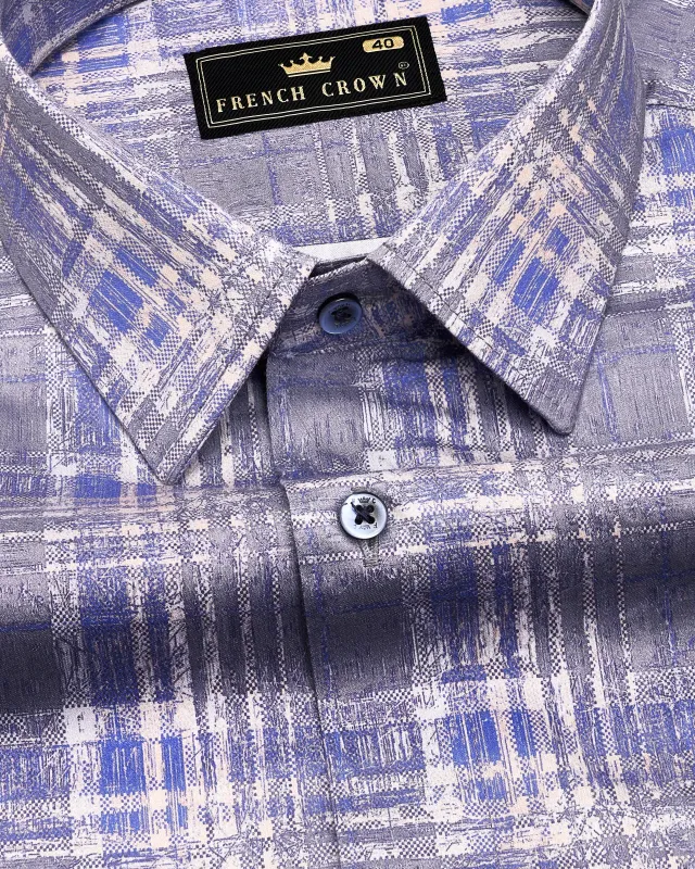 Regent Gray with Scampi Blue Plaid Super Soft Premium Cotton Shirt sold by French Crown
