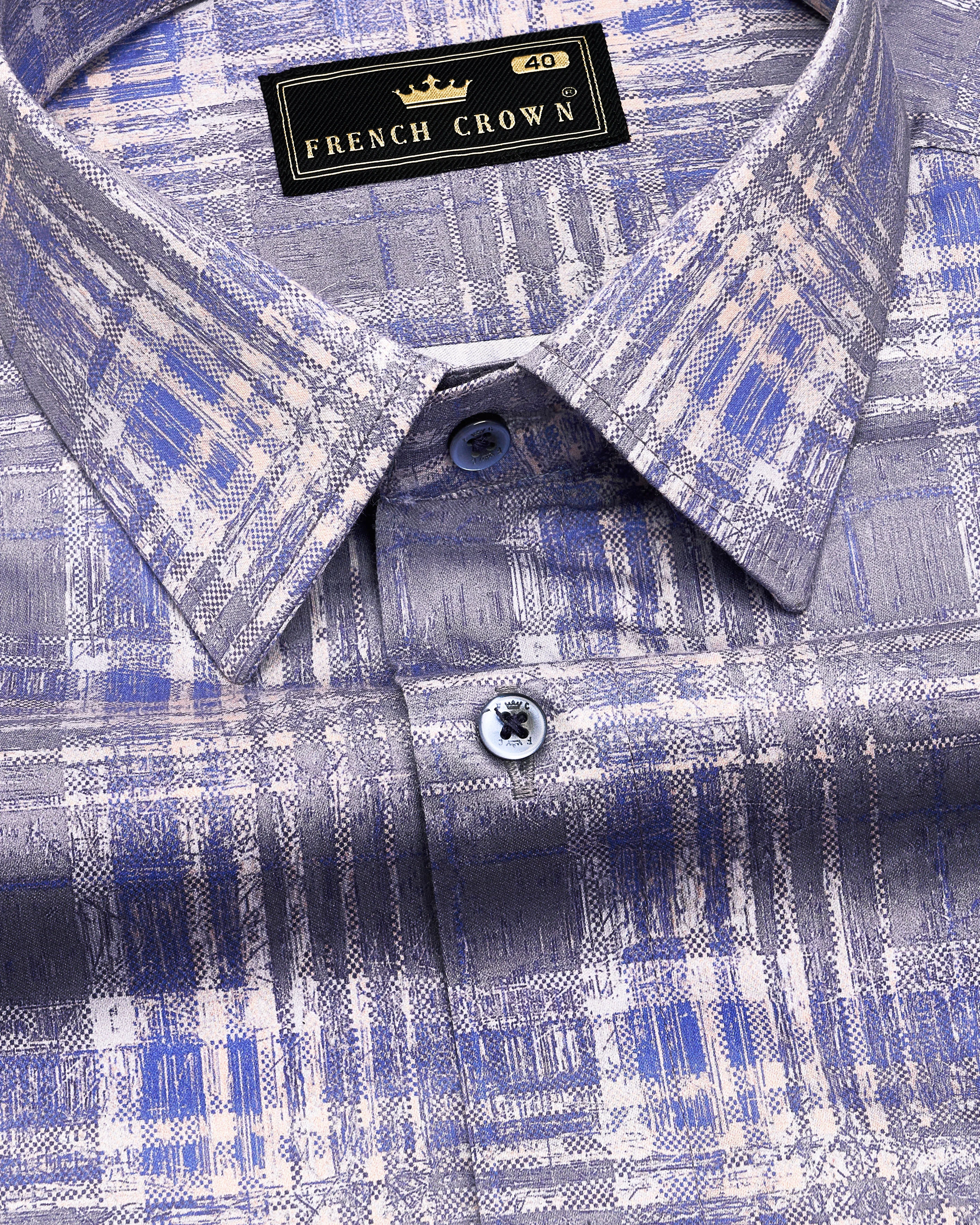 Regent Gray with Scampi Blue Plaid Super Soft Premium Cotton Shirt sold by French Crown