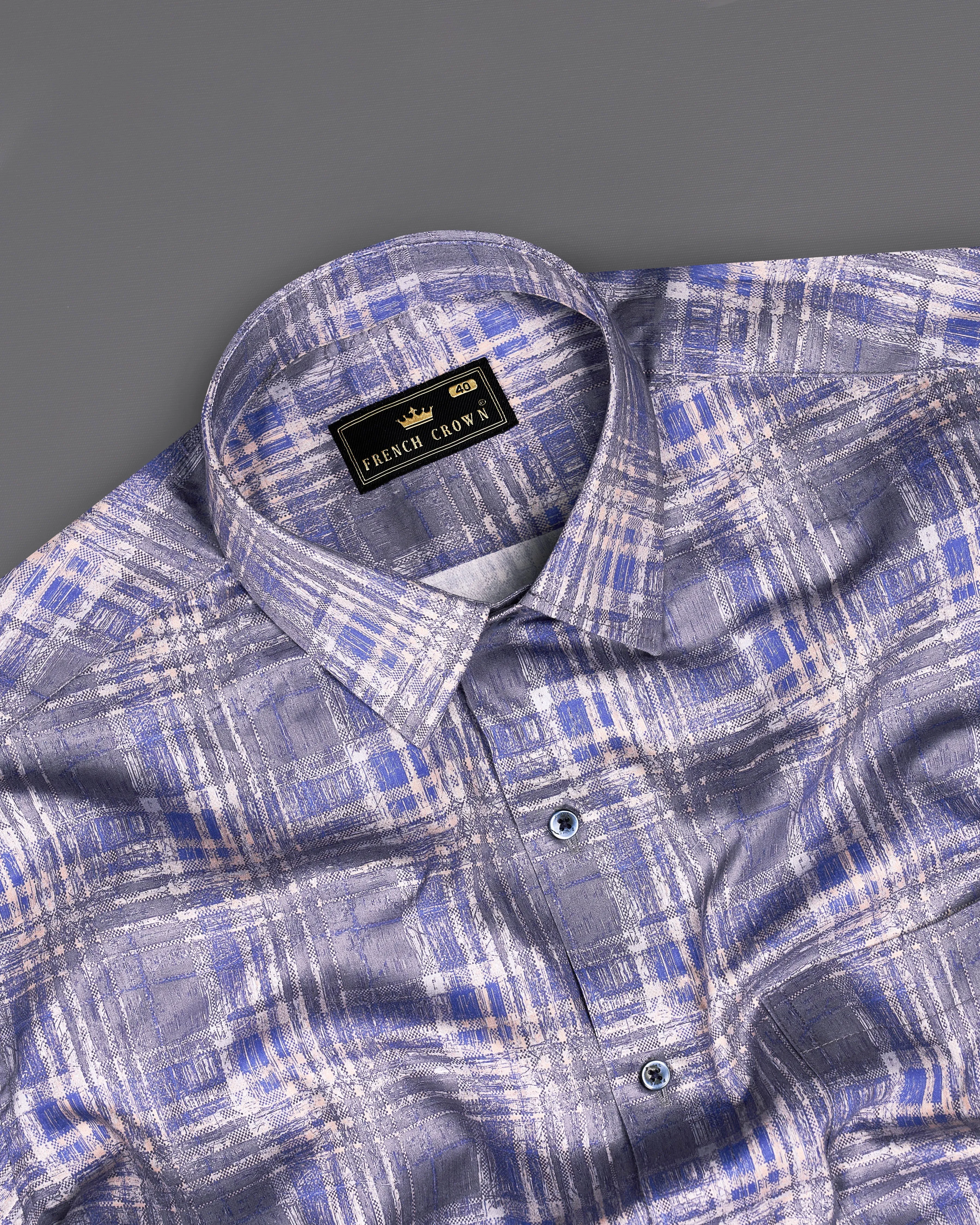 Regent Gray with Scampi Blue Plaid Super Soft Premium Cotton Shirt sold by French Crown product image thumbnail 4
