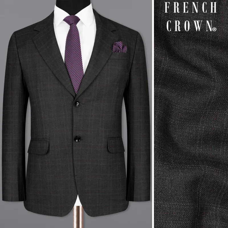 Nero Grey Subtle Plaid Single-Breasted Blazer sold by French Crown