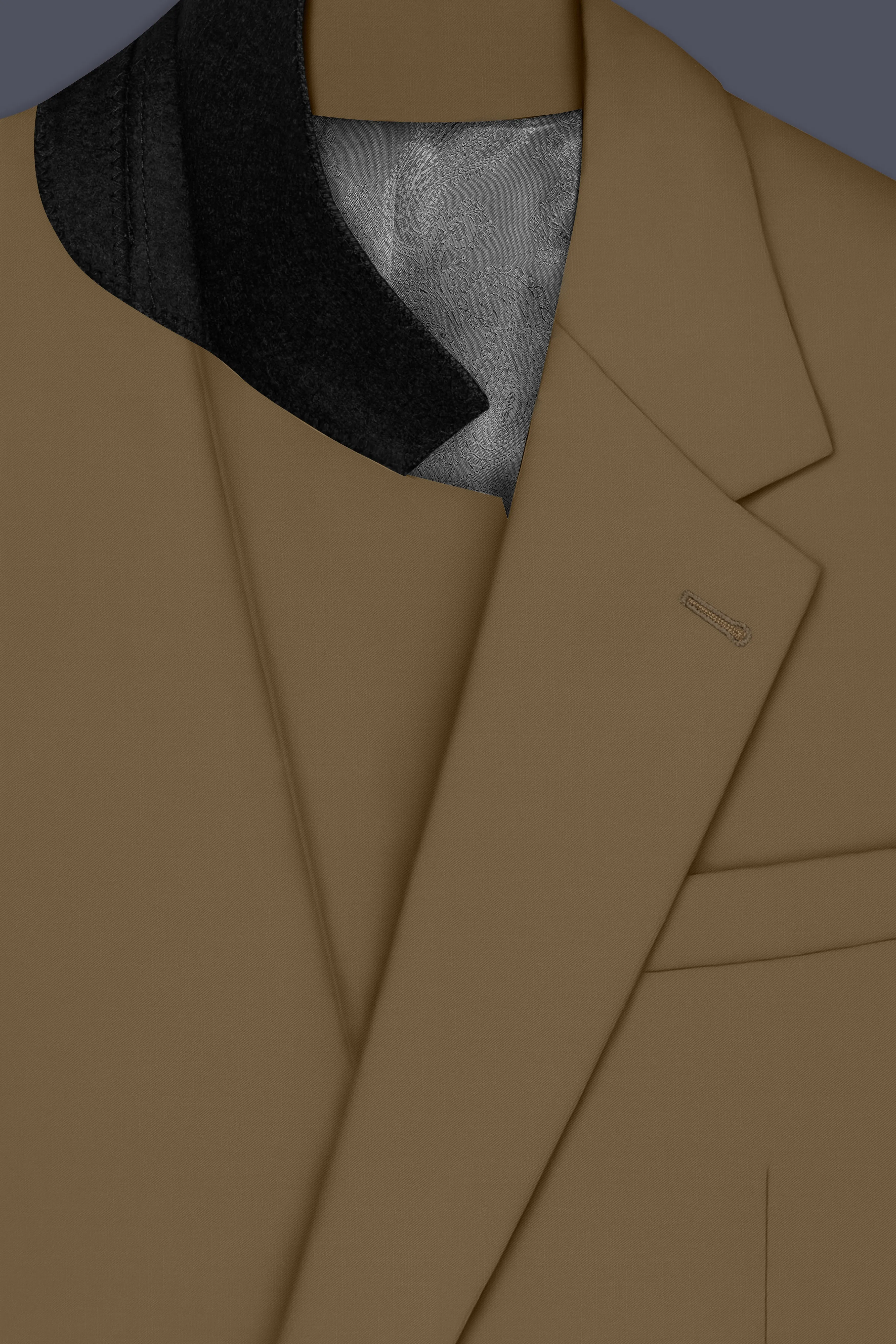 Khaki Brown Single Breasted Blazer sold by French Crown product image thumbnail 4