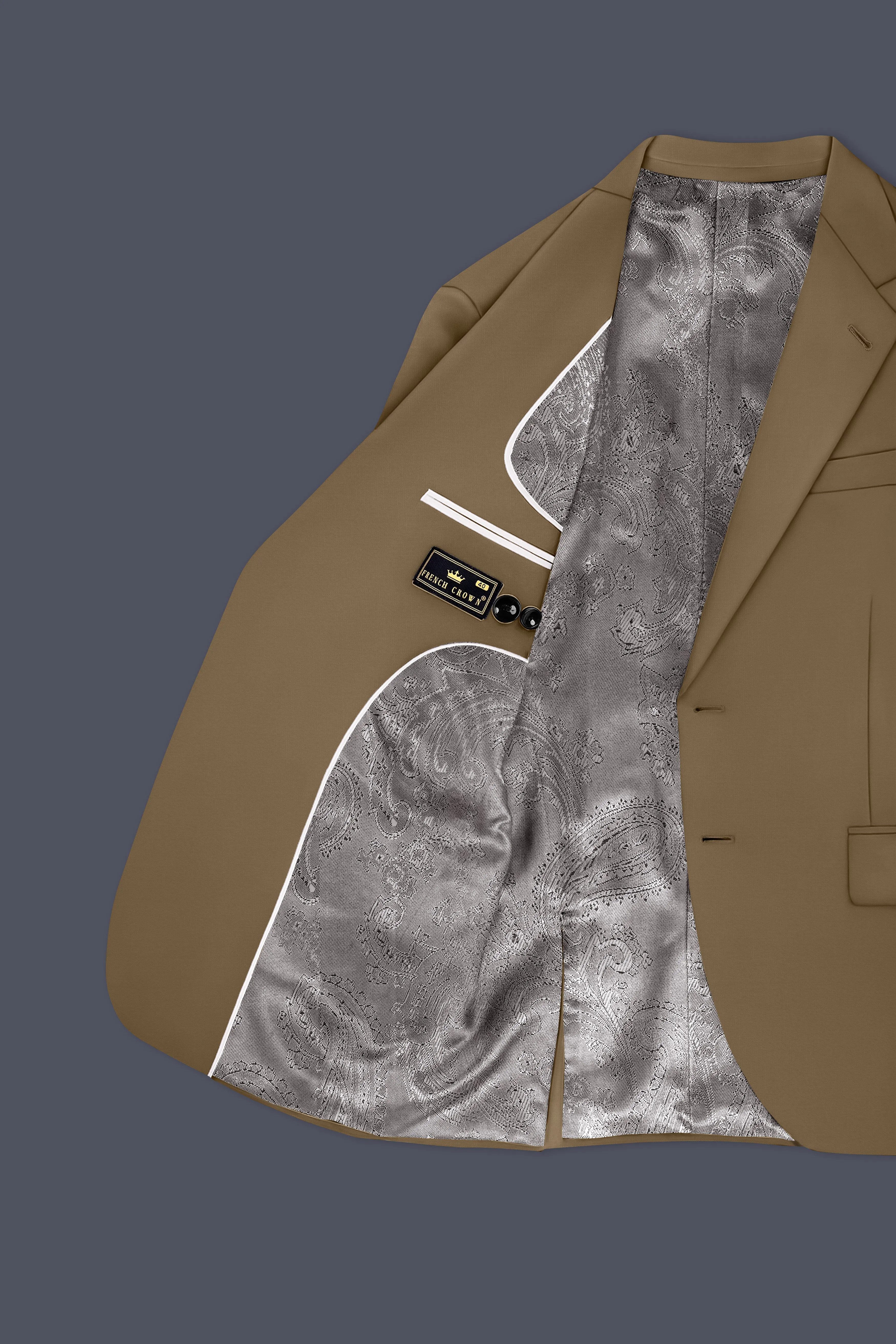 Khaki Brown Single Breasted Blazer sold by French Crown product image thumbnail 5