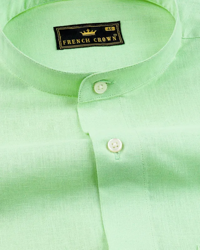 Sprout Green Luxurious Linen Shirt sold by French Crown