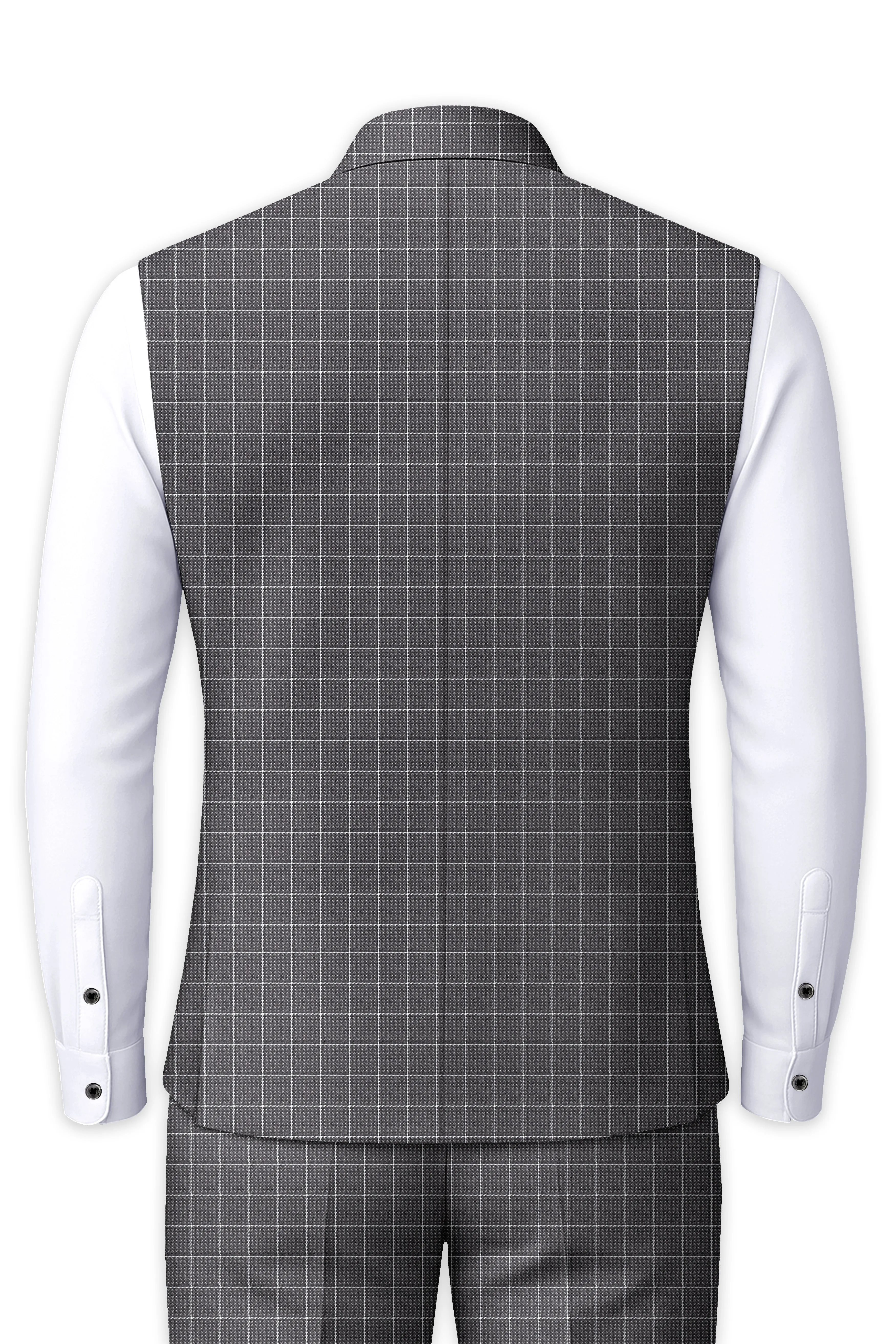 Mortar Gray Checkered Nehru Jacket sold by French Crown product image thumbnail 4