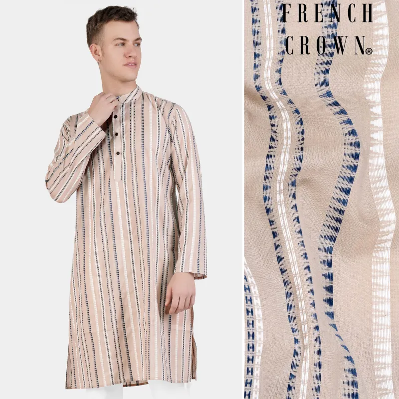 Dust Storm Brown Dobby Textured Premium Giza Cotton Kurta sold by French Crown