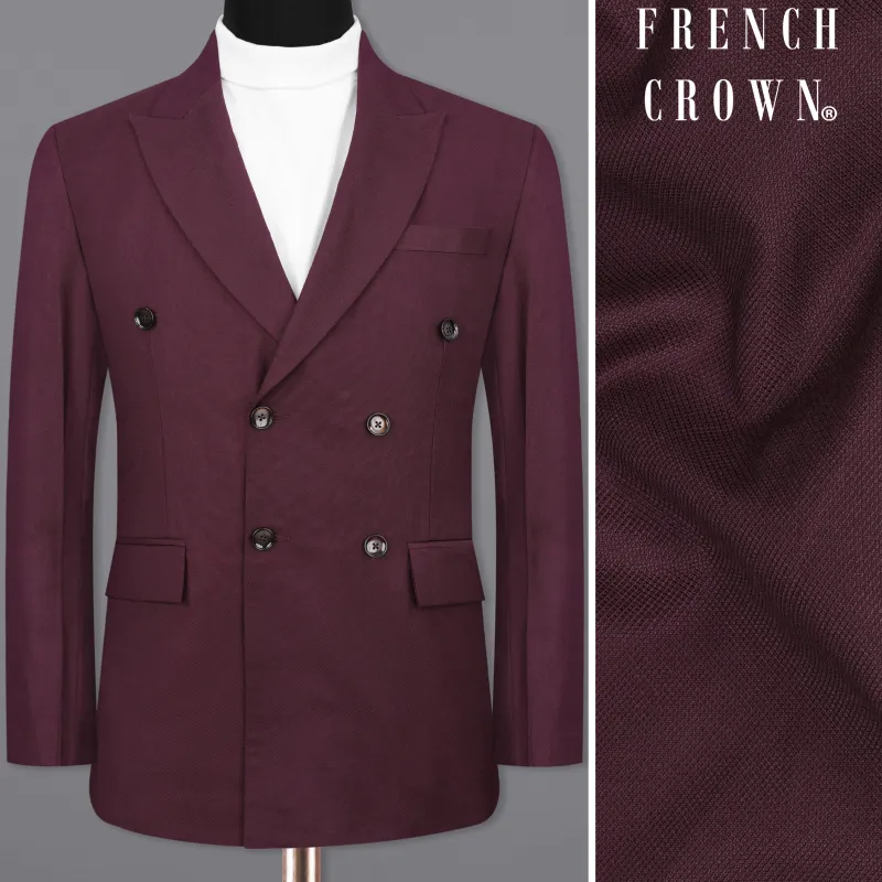Cocoa Bean Maroon Double Breasted Blazer sold by French Crown