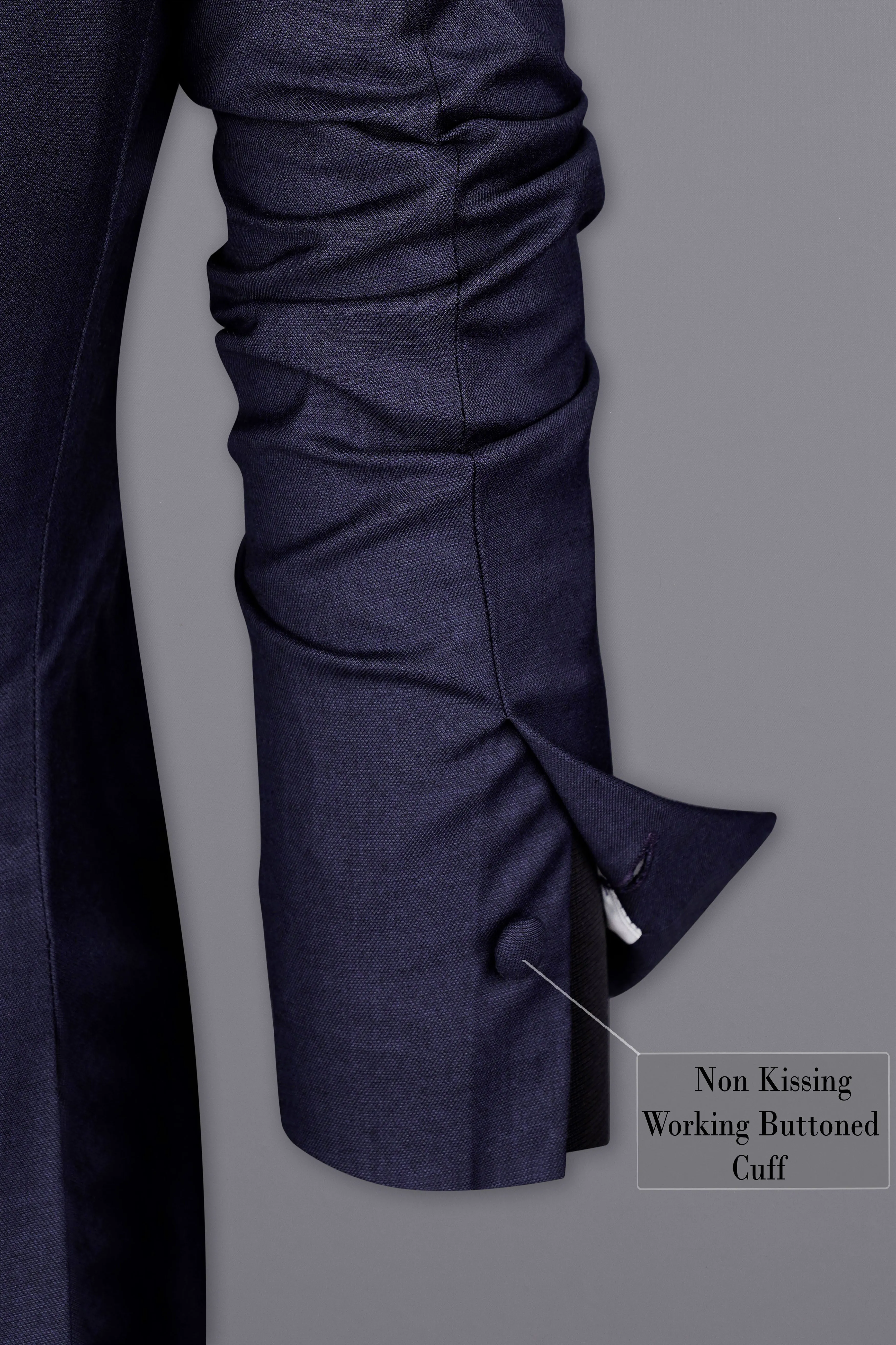 Charade Blue Subtle Sheen with White Lapel Single Breasted Women's Blazer sold by French Crown product image thumbnail 4