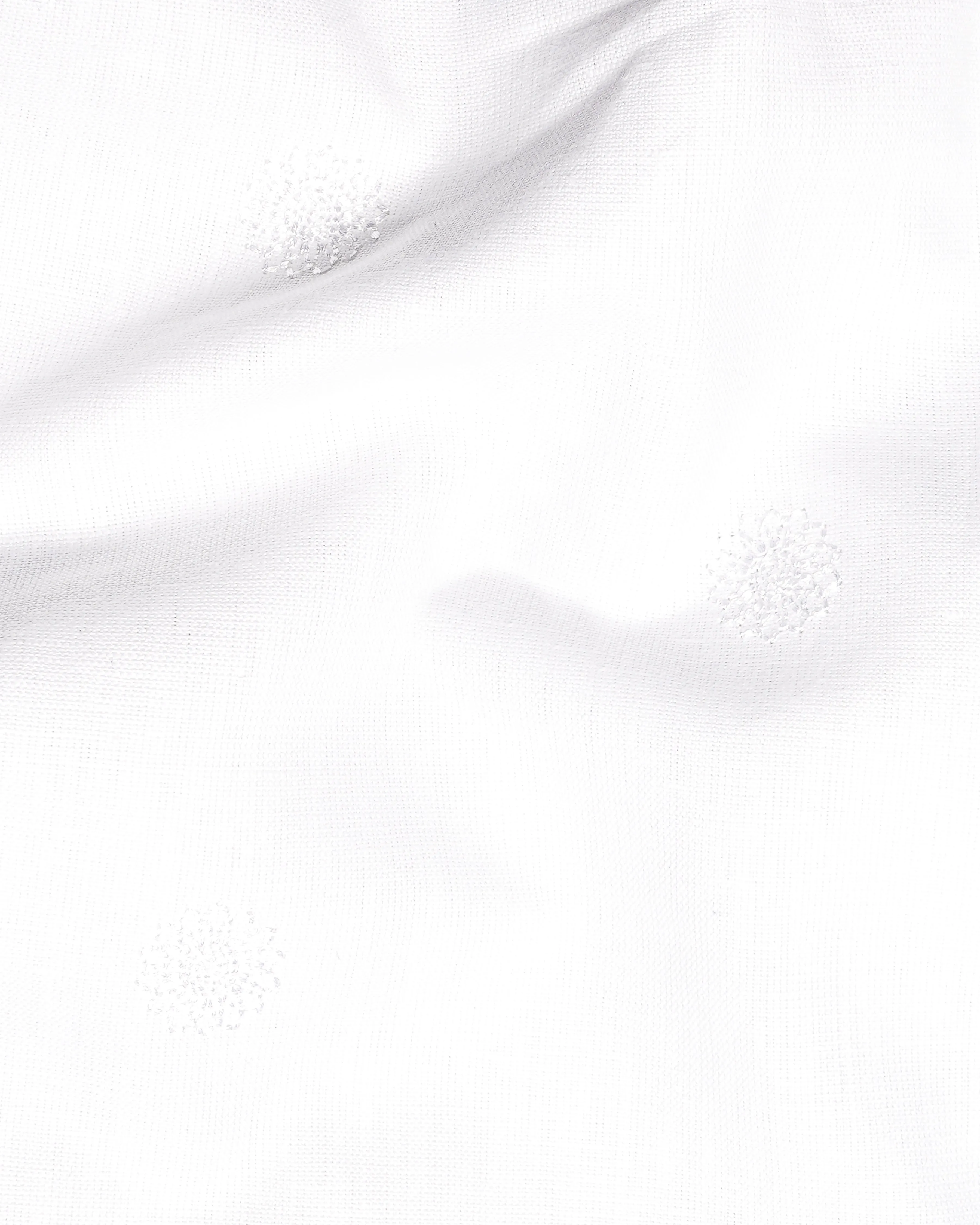 Bright White Textured Luxurious Linen Shirt sold by French Crown product image thumbnail 2