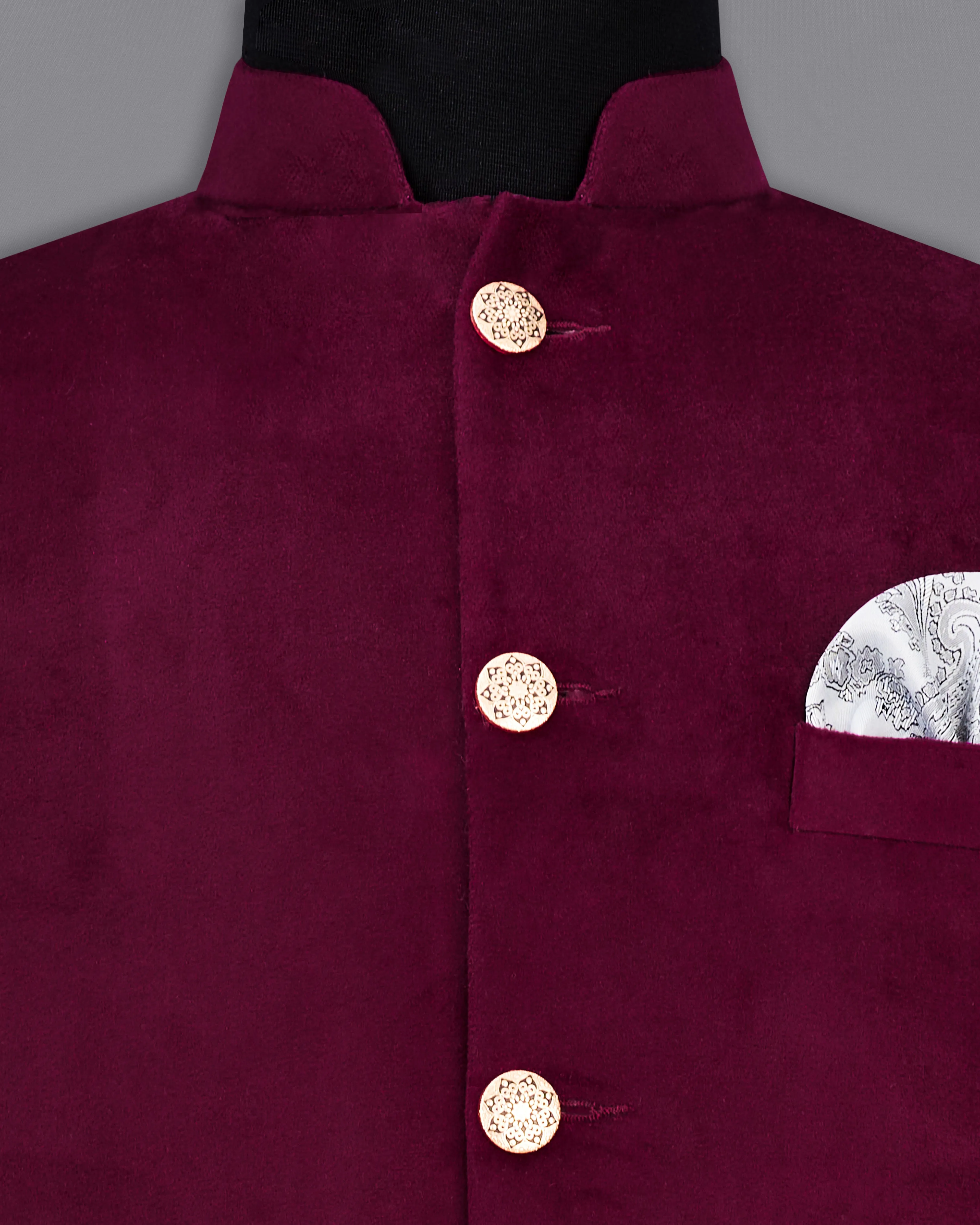 Barossa Maroon Velvet Designer Nehru Jacket sold by French Crown product image thumbnail 5