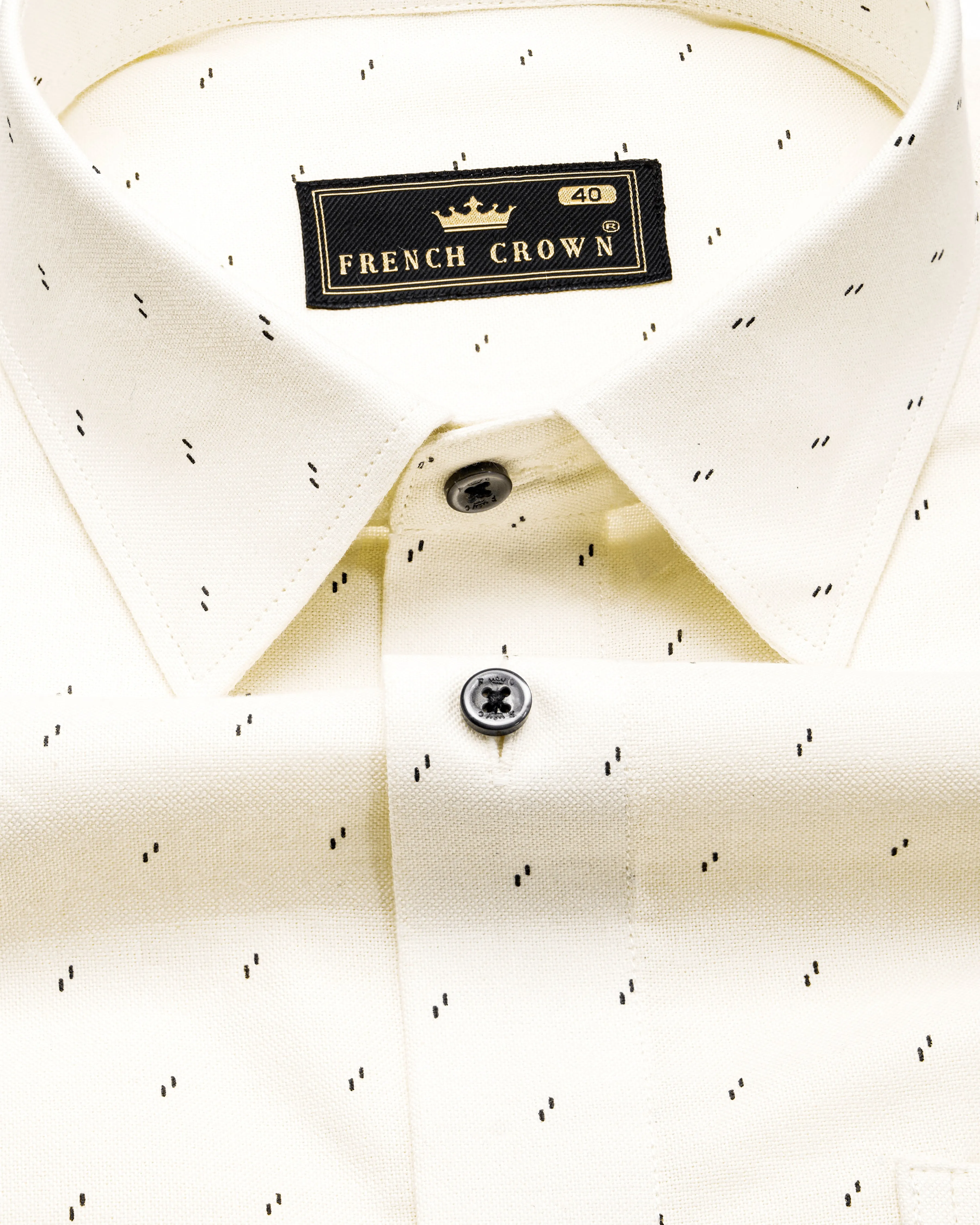 Parchment Cream with Black Textured Royal Oxford Shirt sold by French Crown product image thumbnail 4