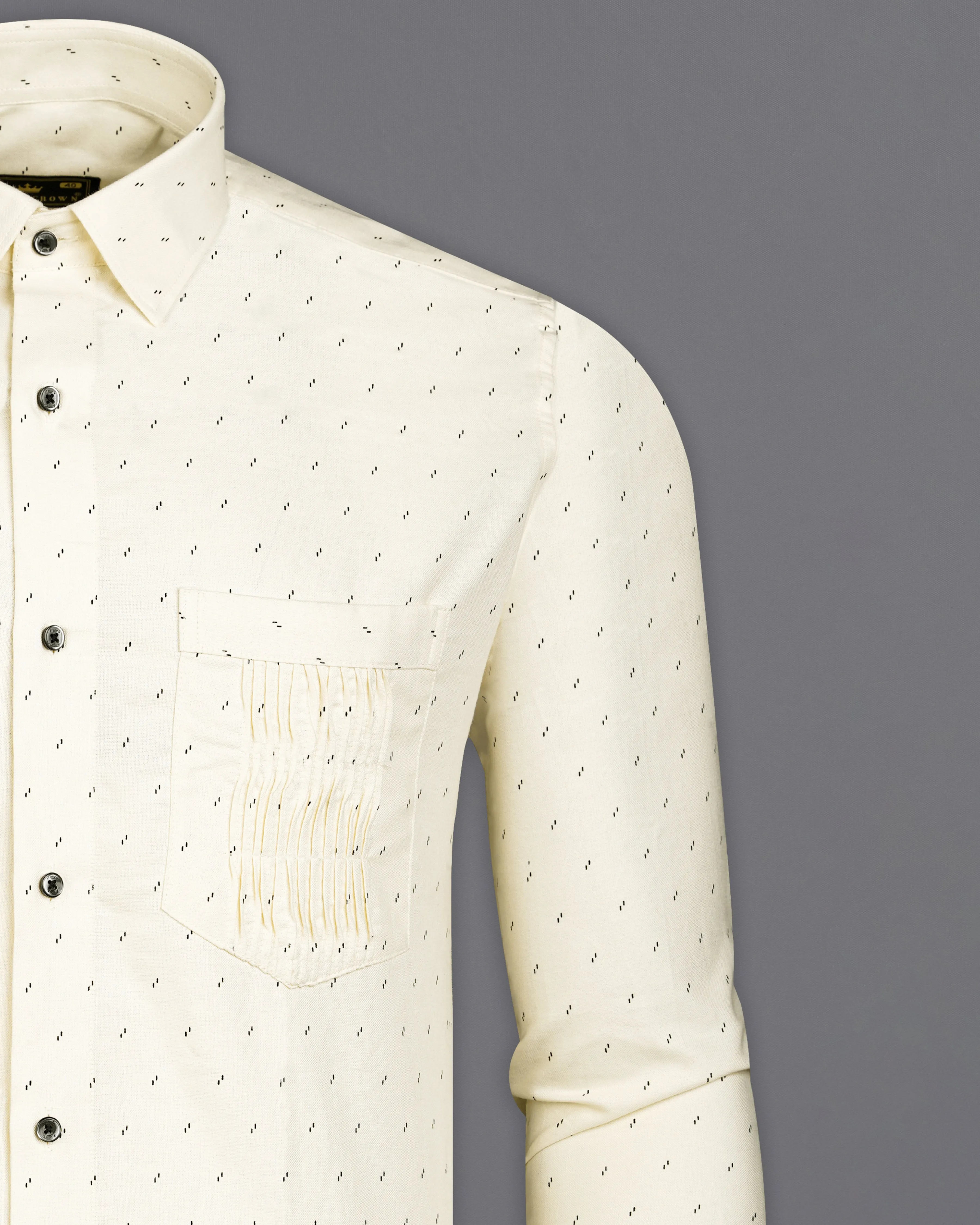 Parchment Cream with Black Textured Royal Oxford Shirt sold by French Crown product image thumbnail 2