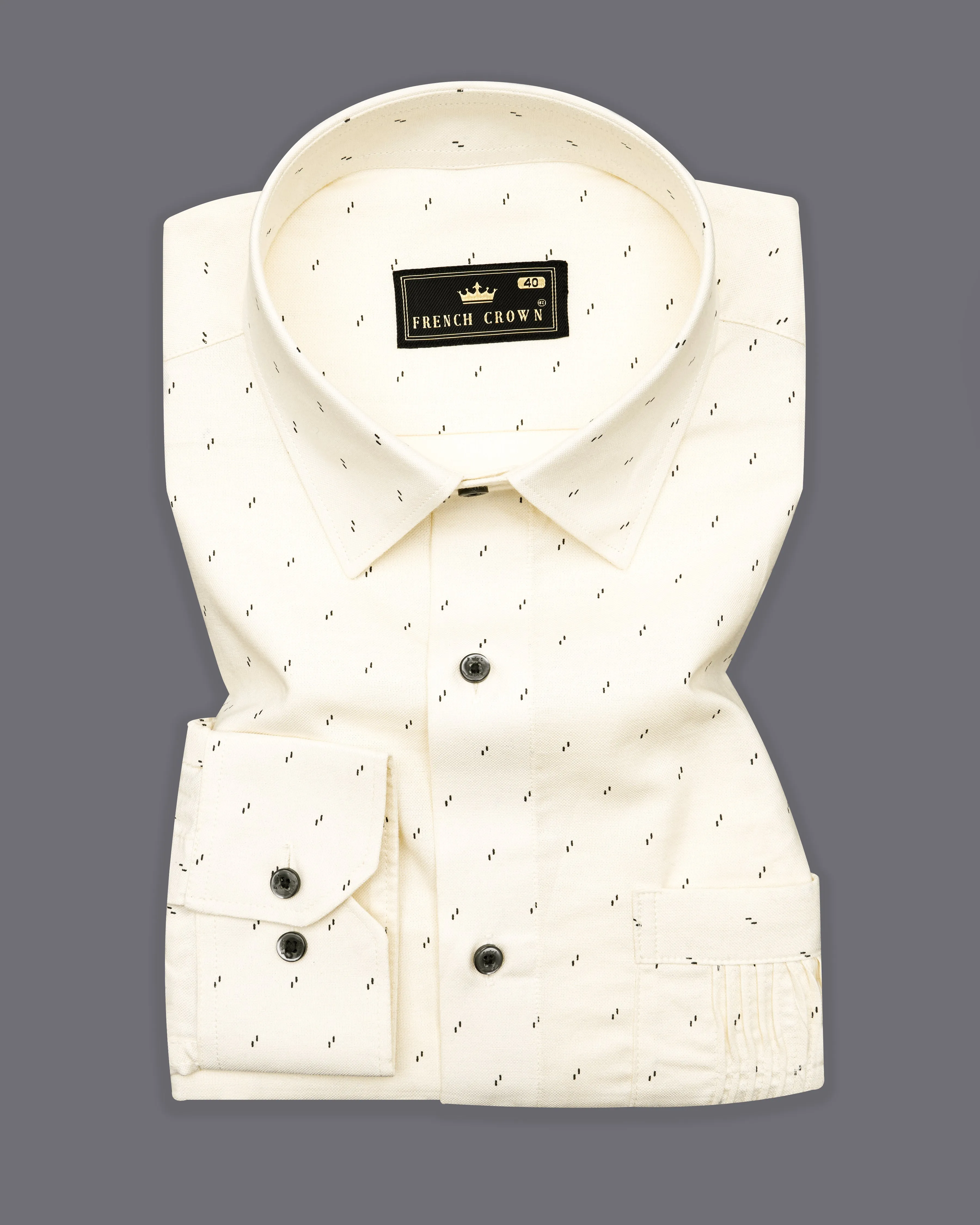 Parchment Cream with Black Textured Royal Oxford Shirt sold by French Crown product image thumbnail 5