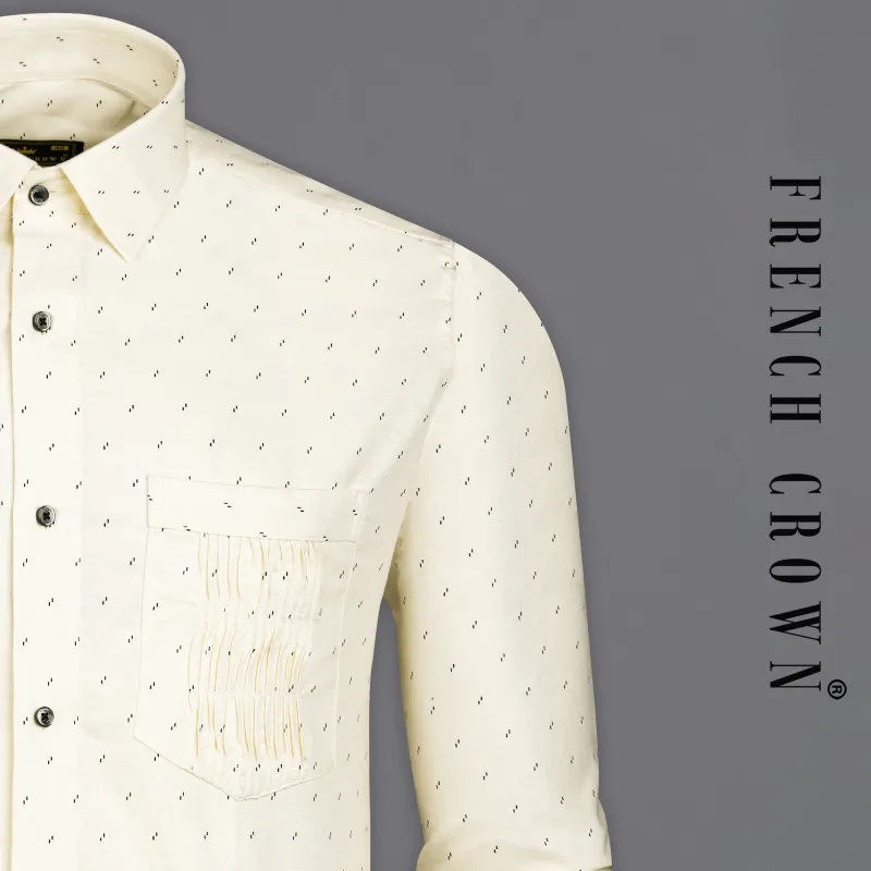 Parchment Cream with Black Textured Royal Oxford Shirt sold by French Crown