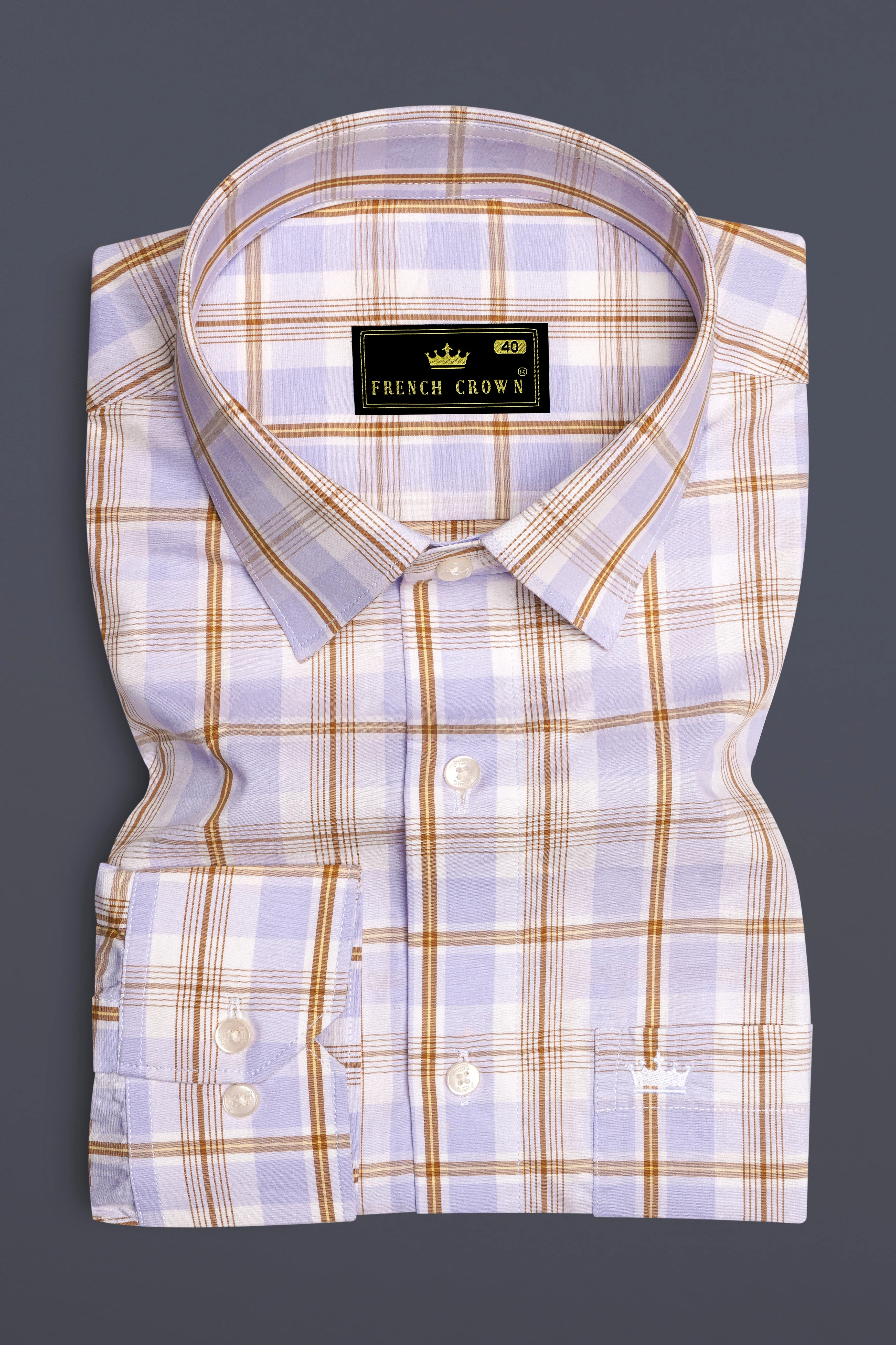 Mischka Light Violet and White Plaid Premium Cotton Shirt sold by French Crown product image thumbnail 4