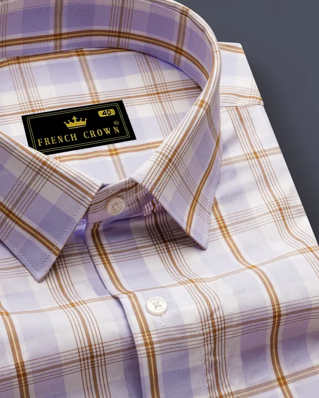 Mischka Light Violet and White Plaid Premium Cotton Shirt sold by French Crown
