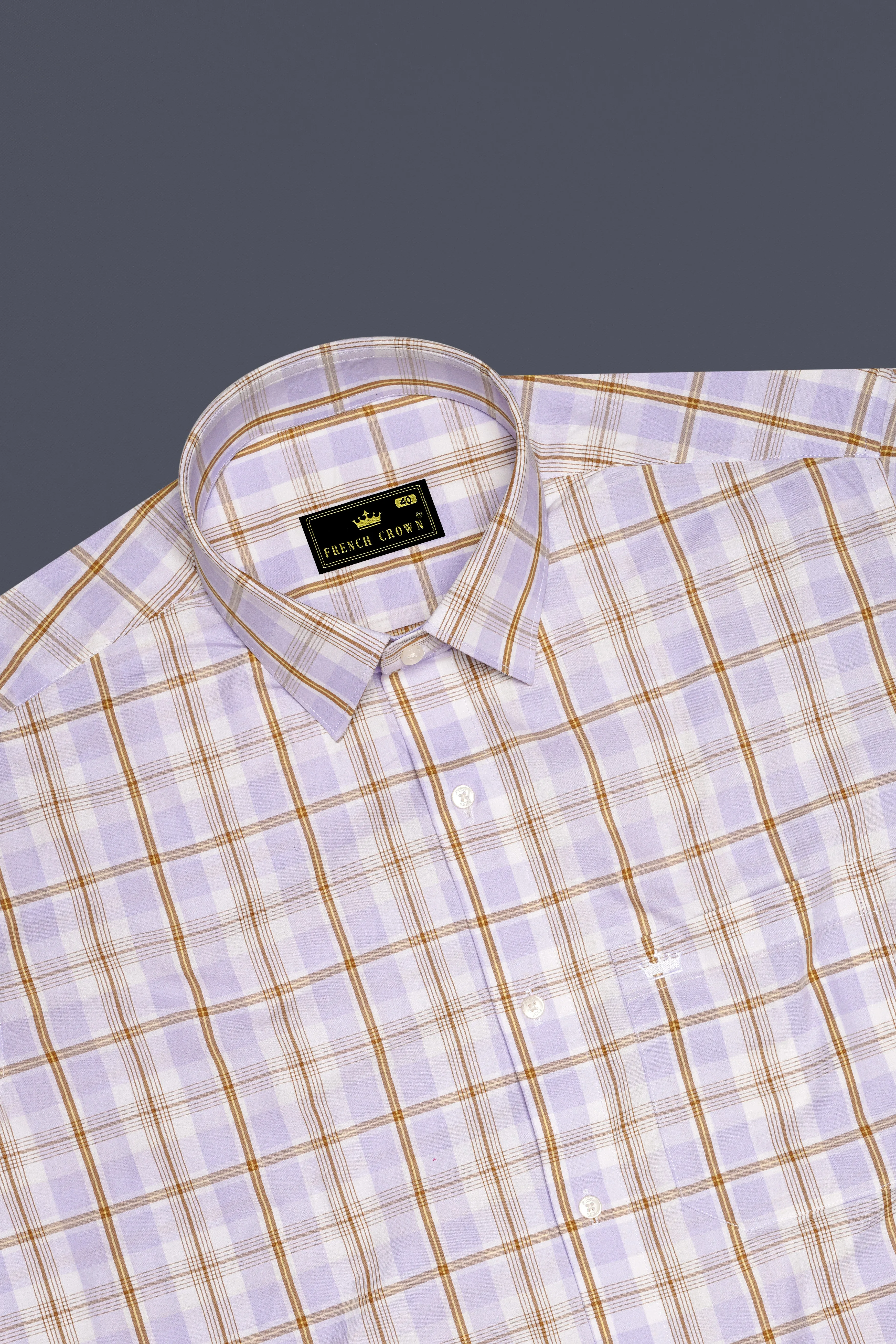 Mischka Light Violet and White Plaid Premium Cotton Shirt sold by French Crown product image thumbnail 5