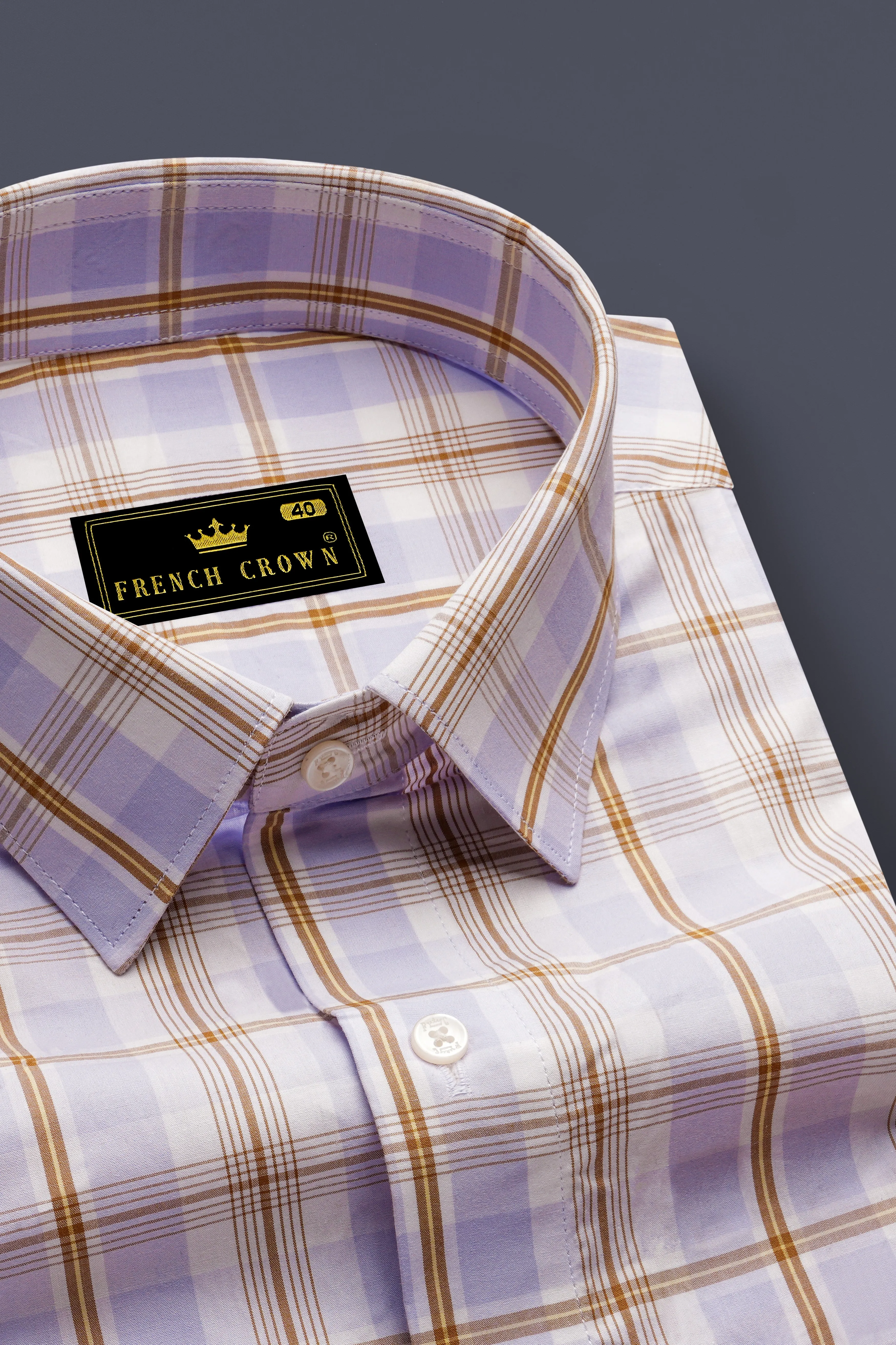 Mischka Light Violet and White Plaid Premium Cotton Shirt sold by French Crown product image thumbnail 2