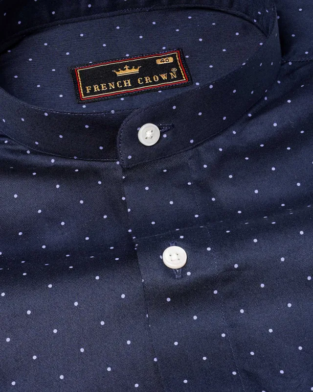 Ebony Clay Blue Polka Dots Super Soft Premium Cotton Shirt sold by French Crown