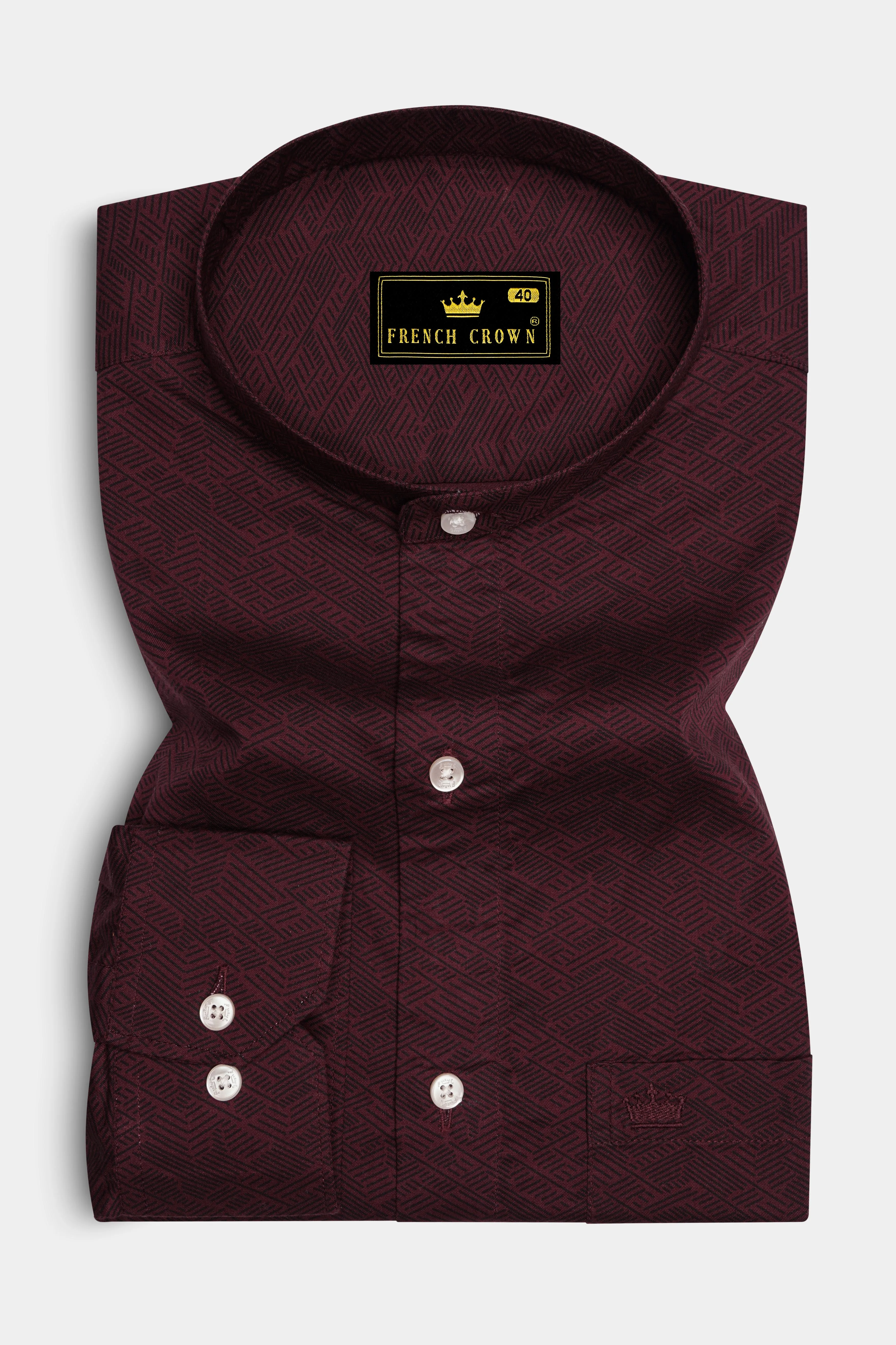 Wine Berry Printed Premium Cotton Shirt sold by French Crown product image thumbnail 4