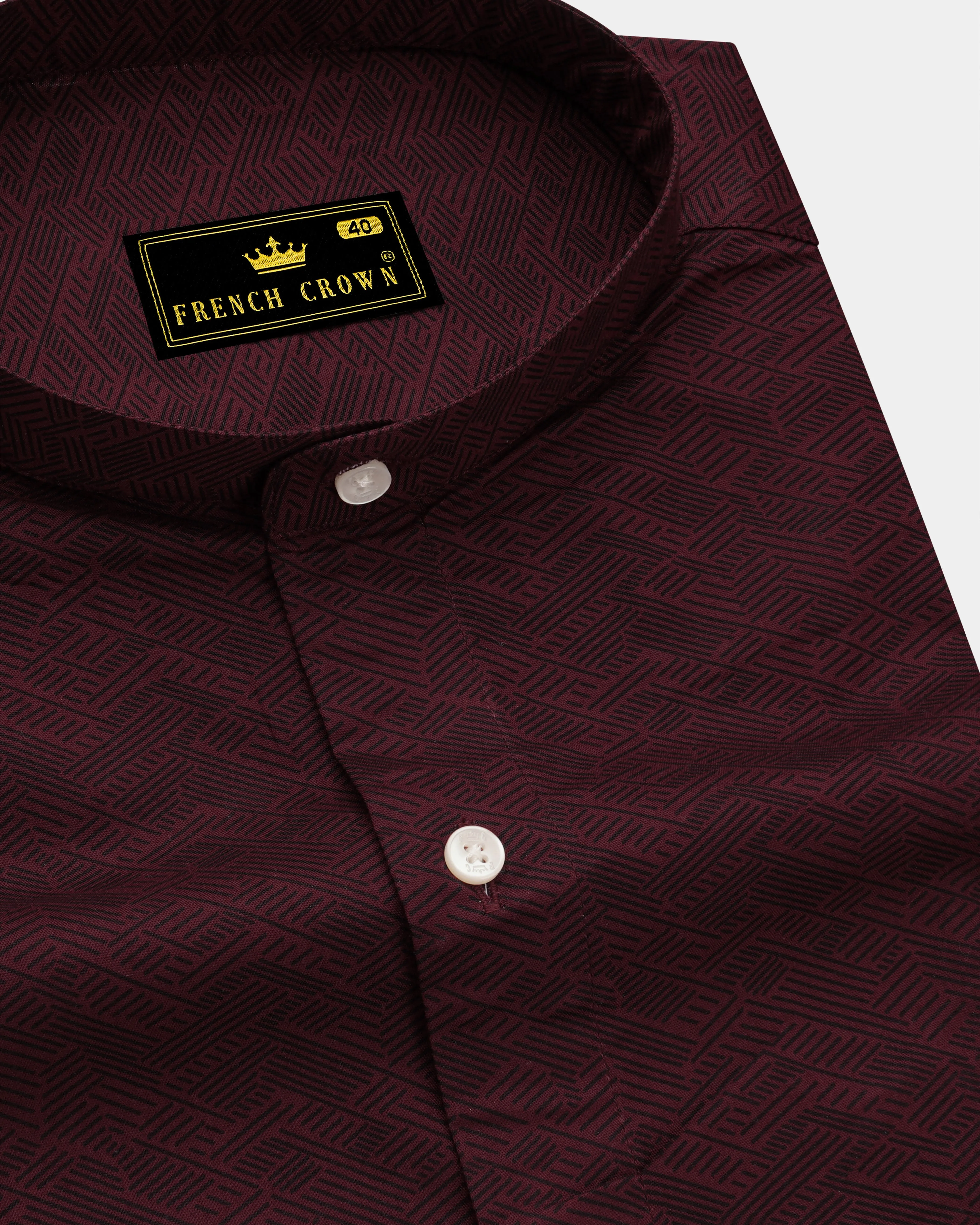 Wine Berry Printed Premium Cotton Shirt sold by French Crown