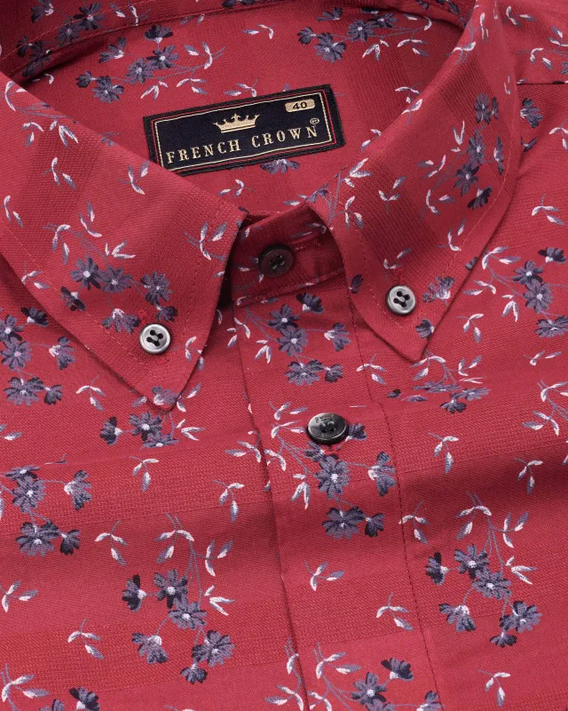 Stiletto Red Ditsy Dobby Textured Premium Giza Cotton Shirt sold by French Crown
