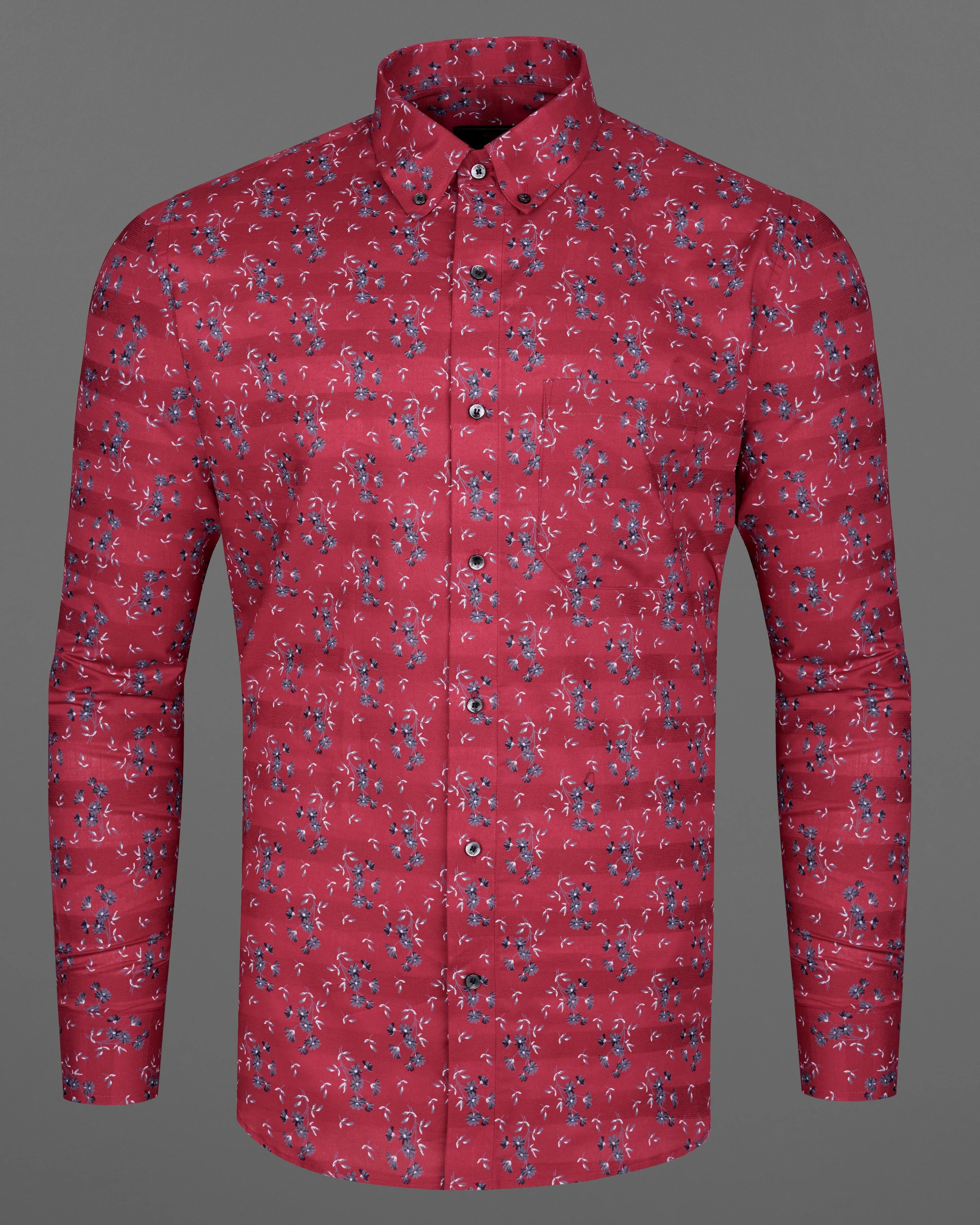 Stiletto Red Ditsy Dobby Textured Premium Giza Cotton Shirt sold by French Crown product image thumbnail 5