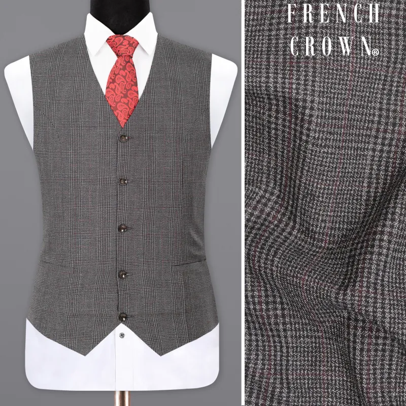 Scorpion Grey Subtle Plaid Wool Rich Waistcoat made by French Crown