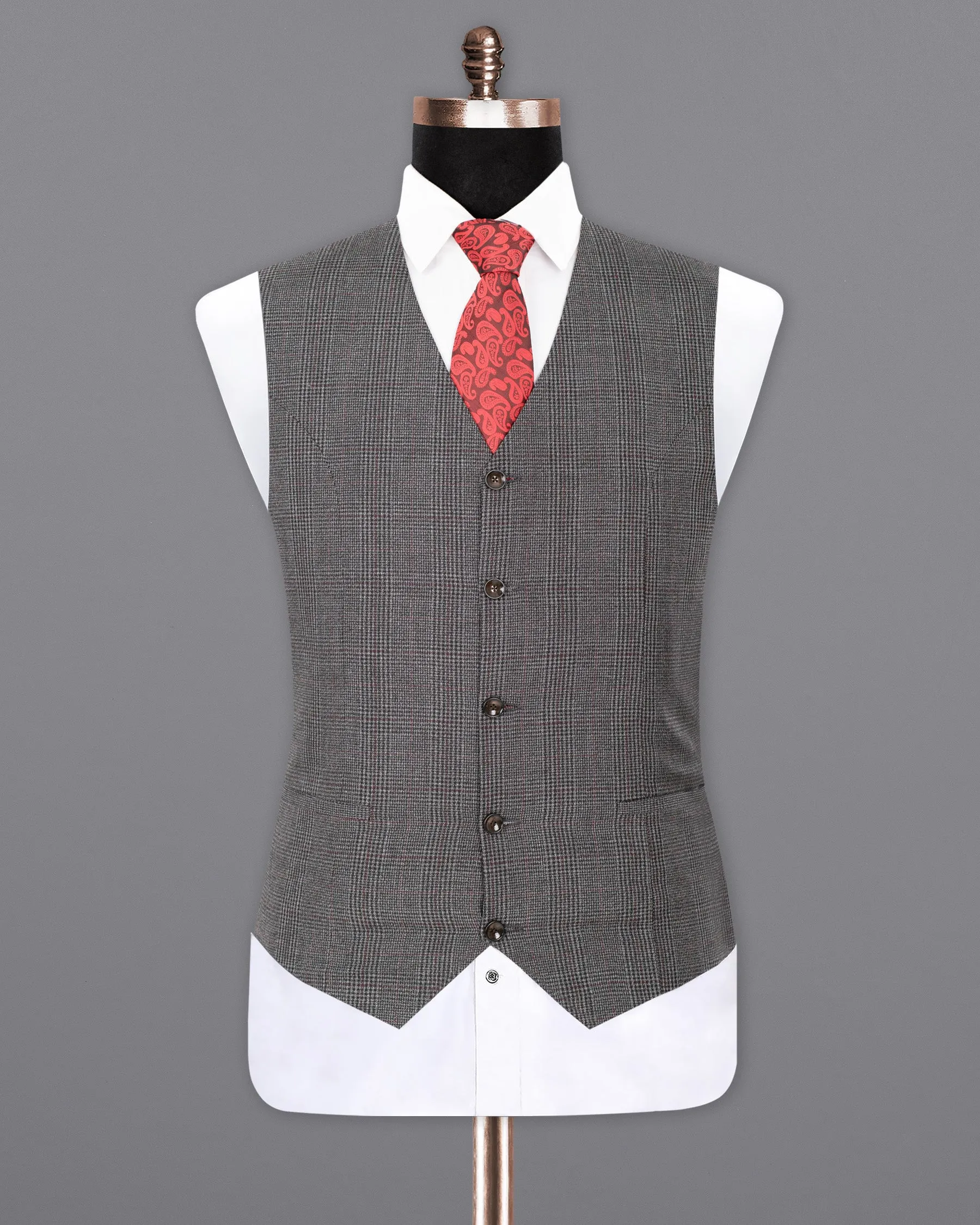 Scorpion Grey Subtle Plaid Wool Rich Waistcoat sold by French Crown product image thumbnail 2