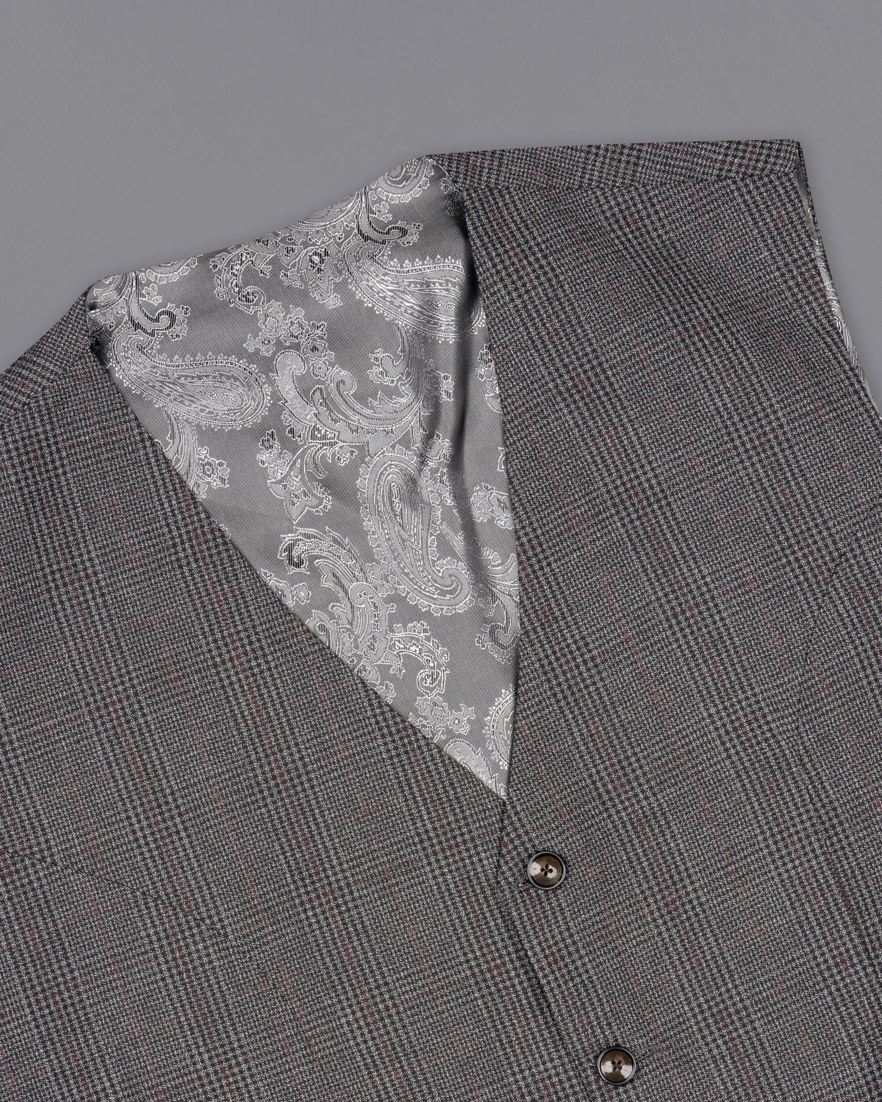 Scorpion Grey Subtle Plaid Wool Rich Waistcoat sold by French Crown product image thumbnail 4