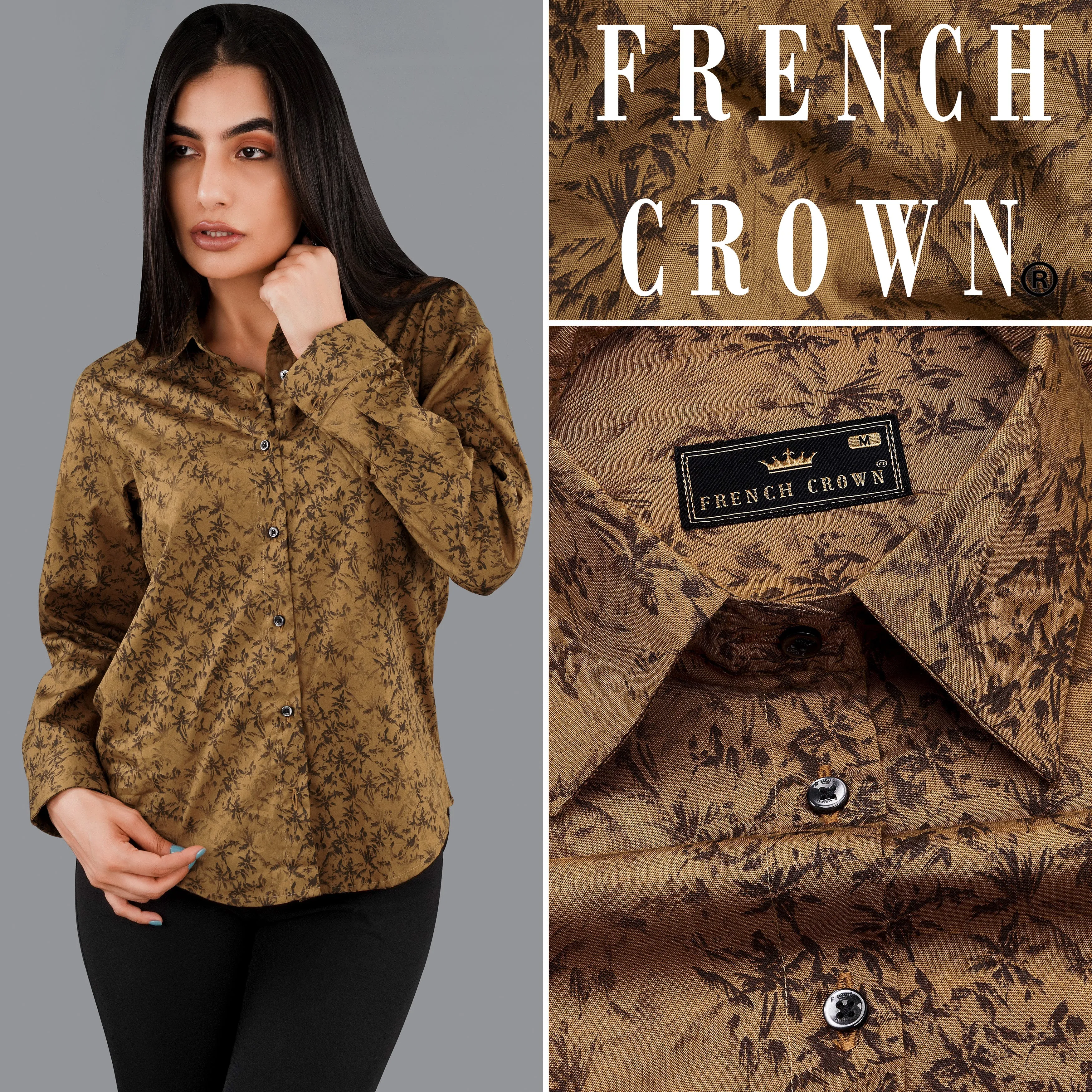 Palliser Brown Ditsy Printed Premium Cotton Shirt sold by French Crown