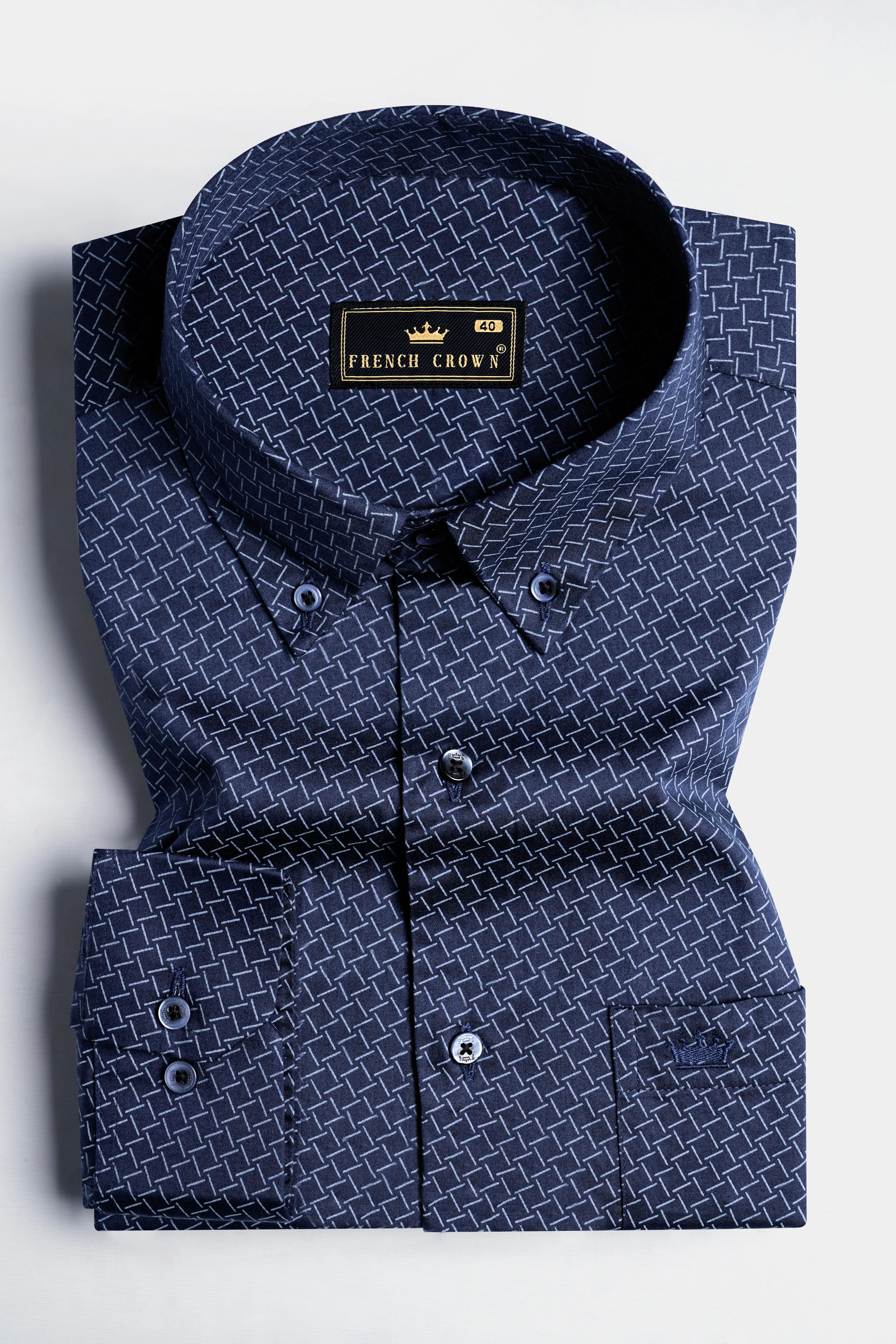 Mirage Blue Printed Royal Oxford Shirt sold by French Crown product image thumbnail 3