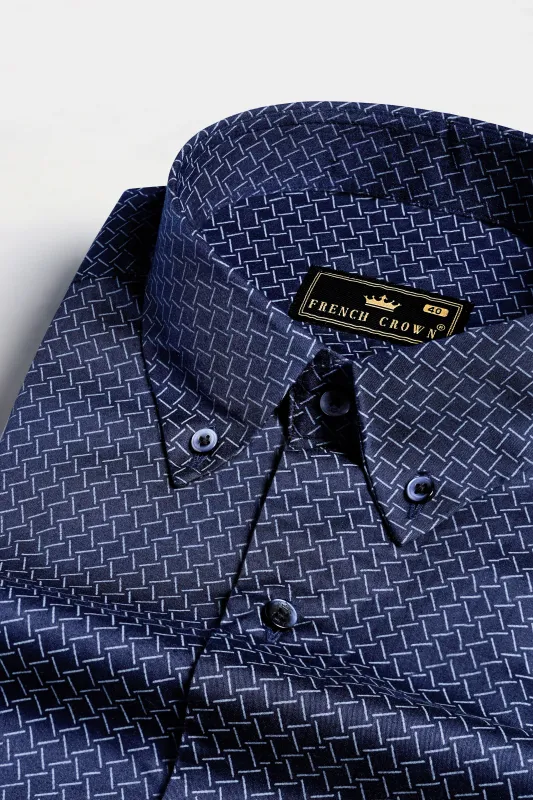 Mirage Blue Printed Royal Oxford Shirt sold by French Crown