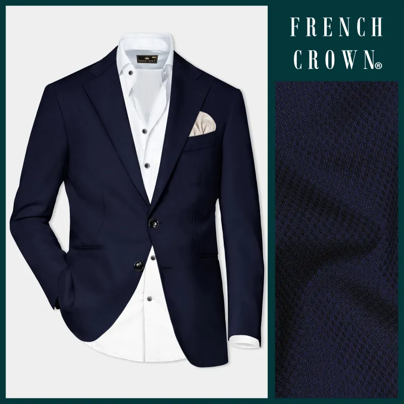 Mirage Blue Diamond Textured Single Breasted Blazer sold by French Crown